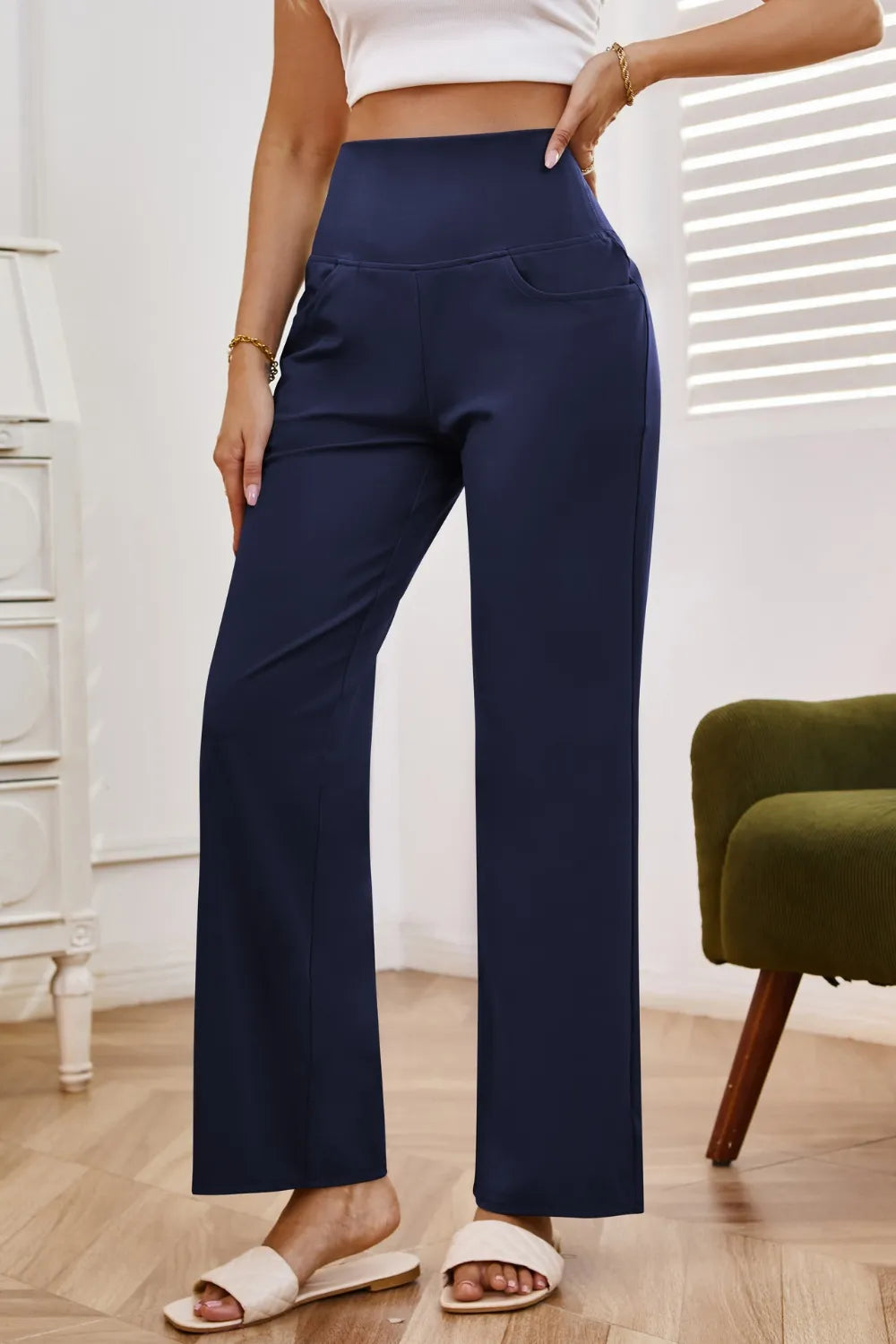 High Waist Wide Leg Pants with Pockets – Trendsi | ClozArt