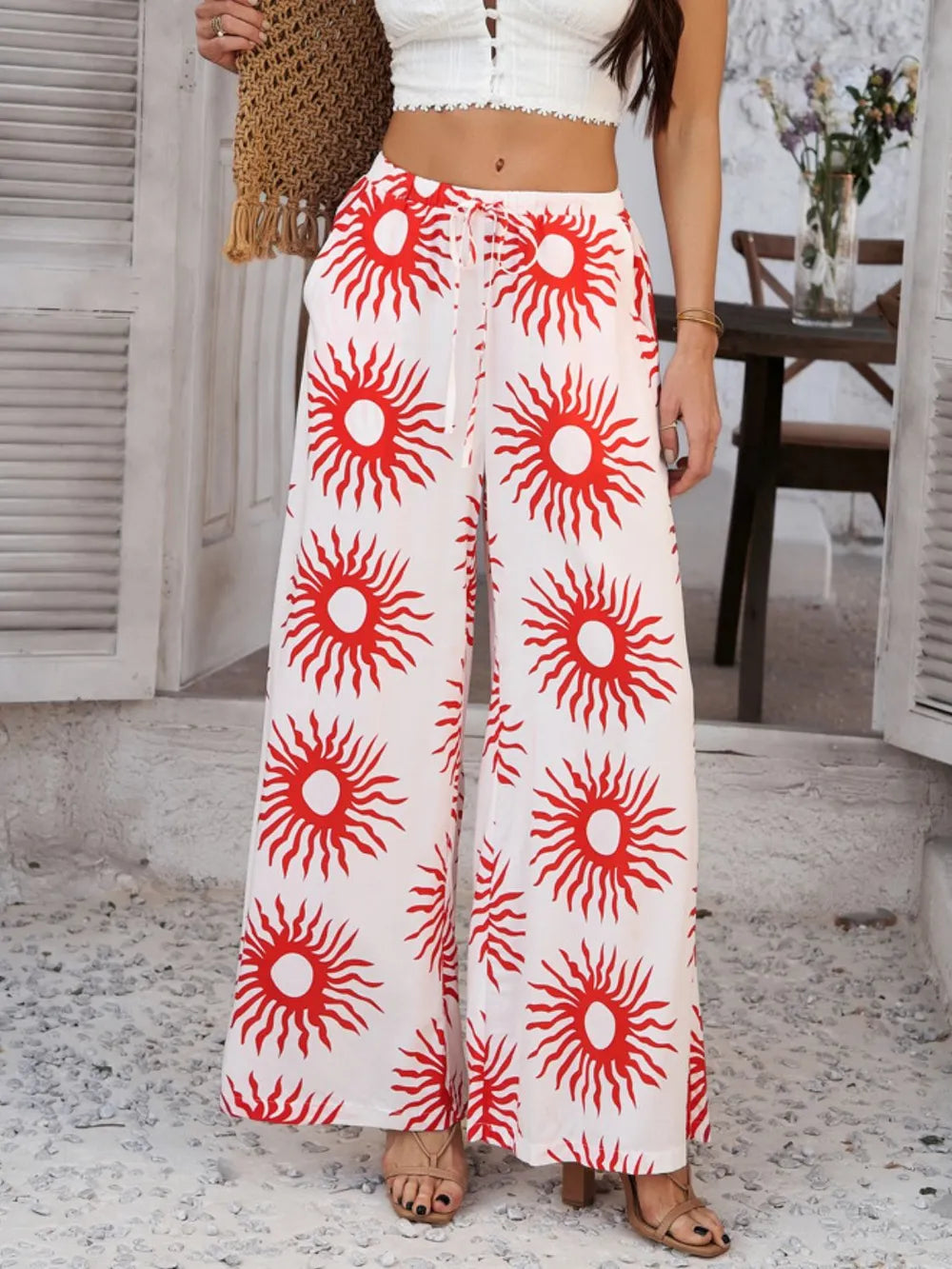 Devine Drawstring Printed Wide Leg Pants – Trendsi | ClozArt
