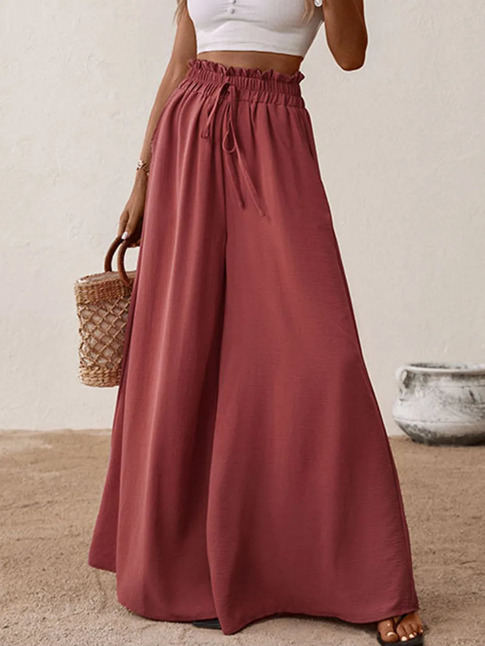 Perfee Frill Tied Wide Leg Pants – Trendsi | ClozArt