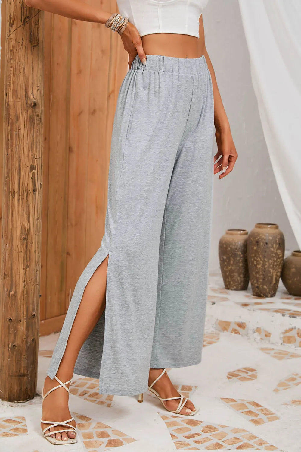 Slit Elastic Waist Pants – Trendsi | ClozArt
