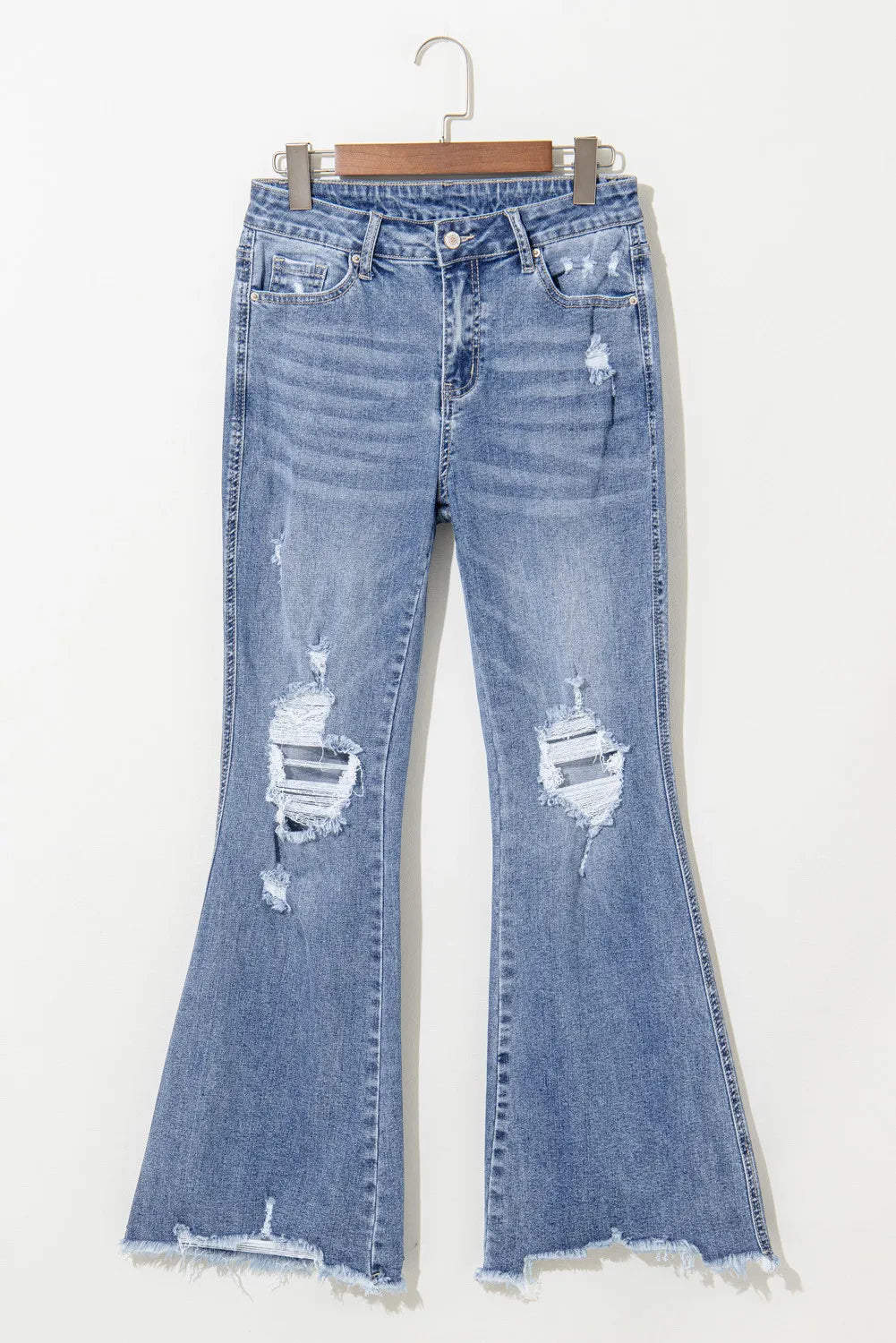Distressed Raw Hem Bootcut Jeans – Trendsi | ClozArt
