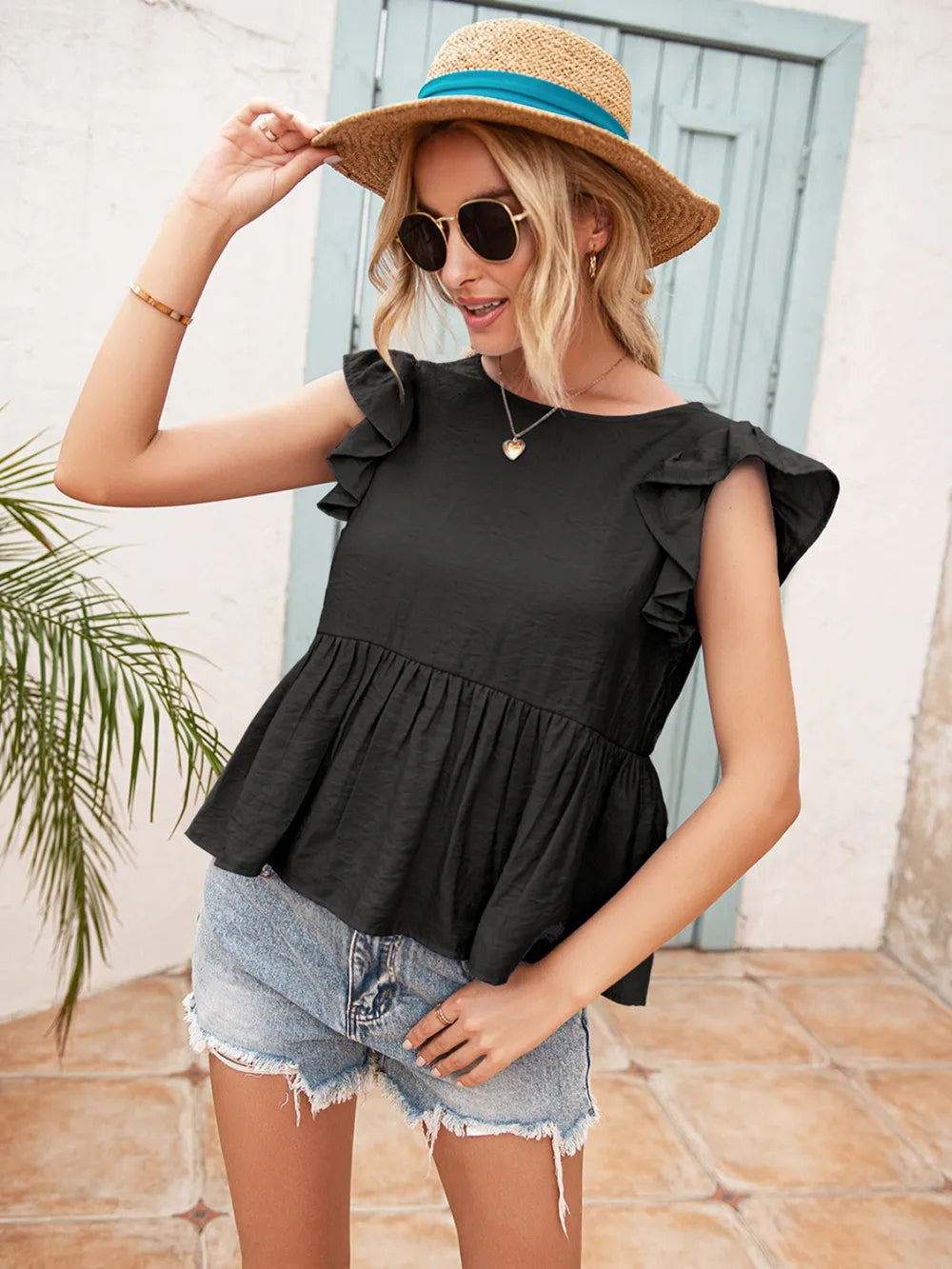 Ivy Lane Lace Detail Round Neck Peplum T-Shirt – Trendsi | ClozArt