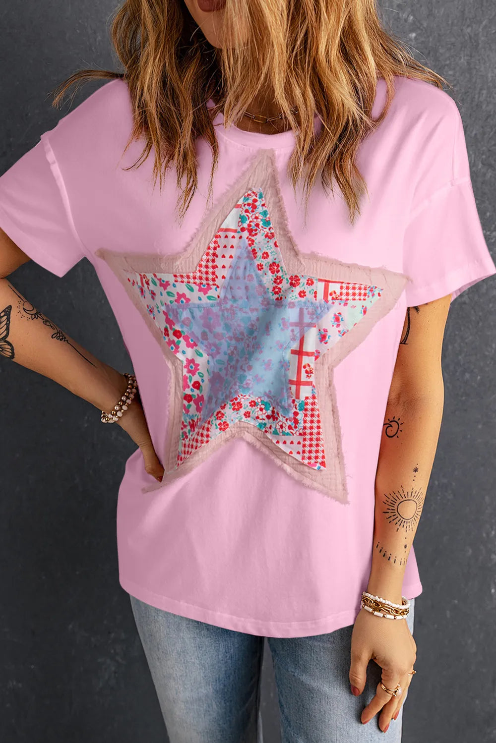 Star Round Neck Short Sleeve T-Shirt – Trendsi | ClozArt