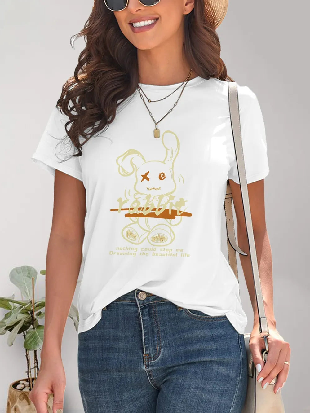 Rabbit Graphic Round Neck Short Sleeve T-Shirt – Trendsi | ClozArt