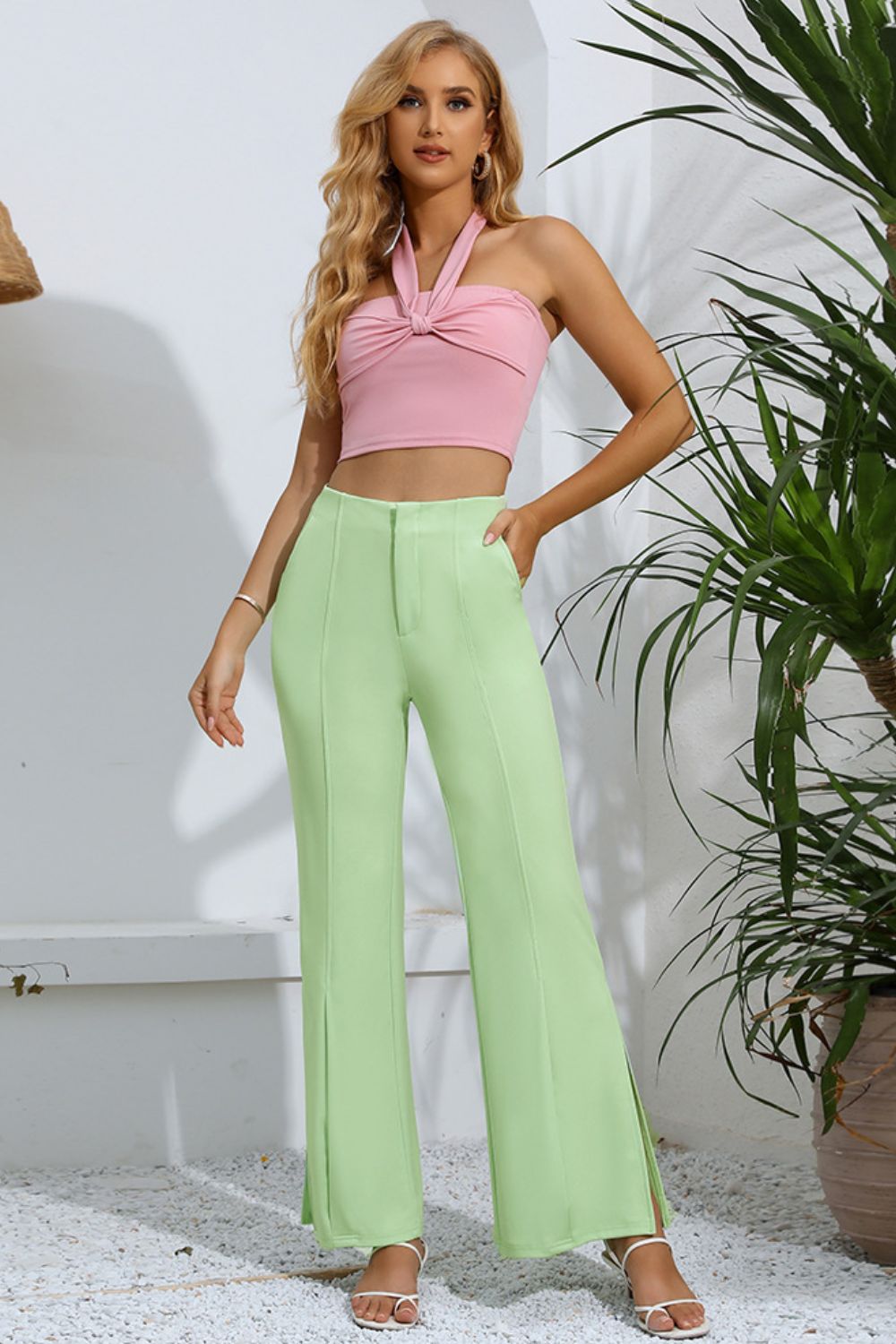 Slit High-Rise Flare Pants – Trendsi | ClozArt