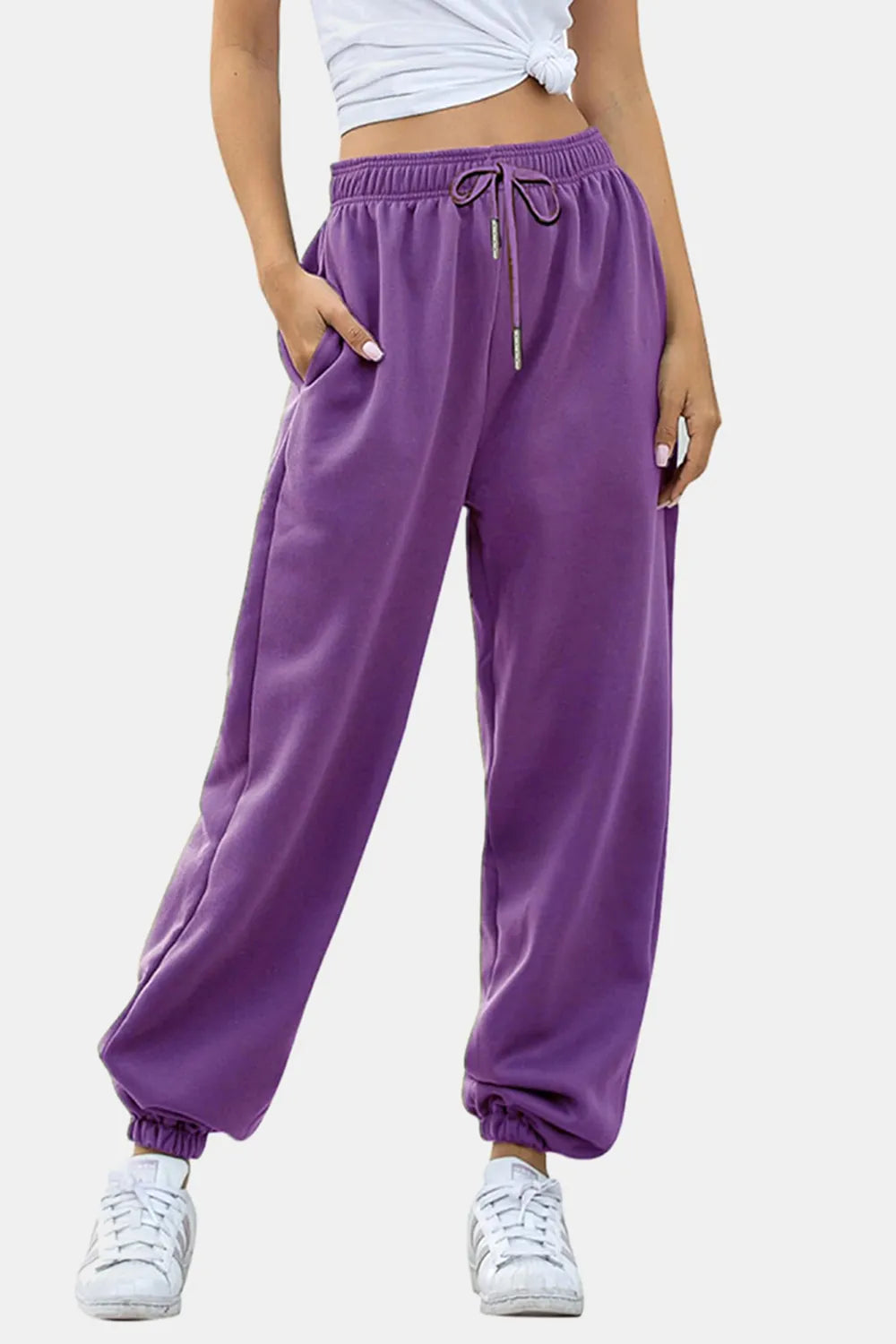 Elastic Waist Joggers with Pockets – Trendsi | ClozArt