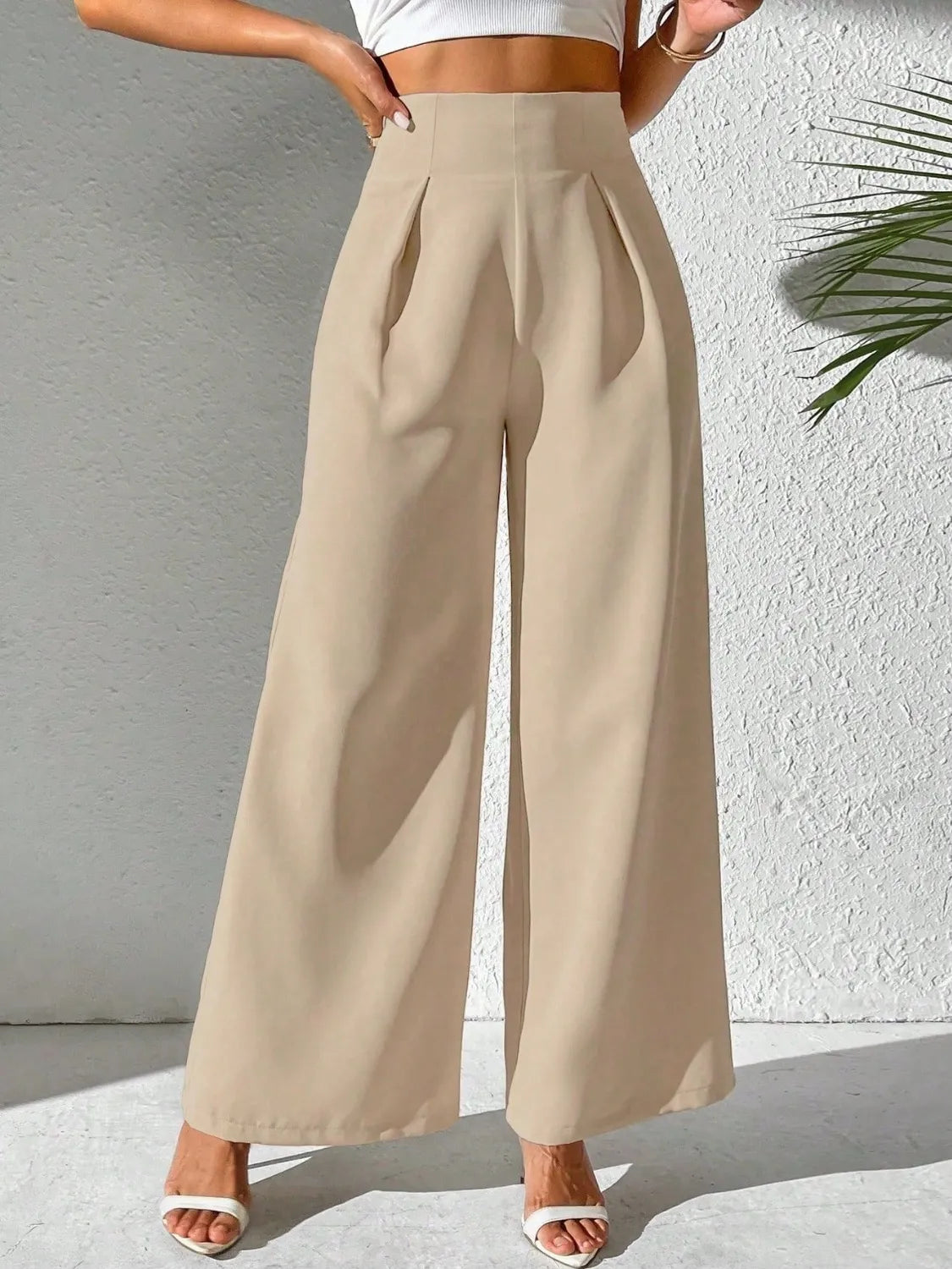 Wide Leg High Waist Pants – Trendsi | ClozArt