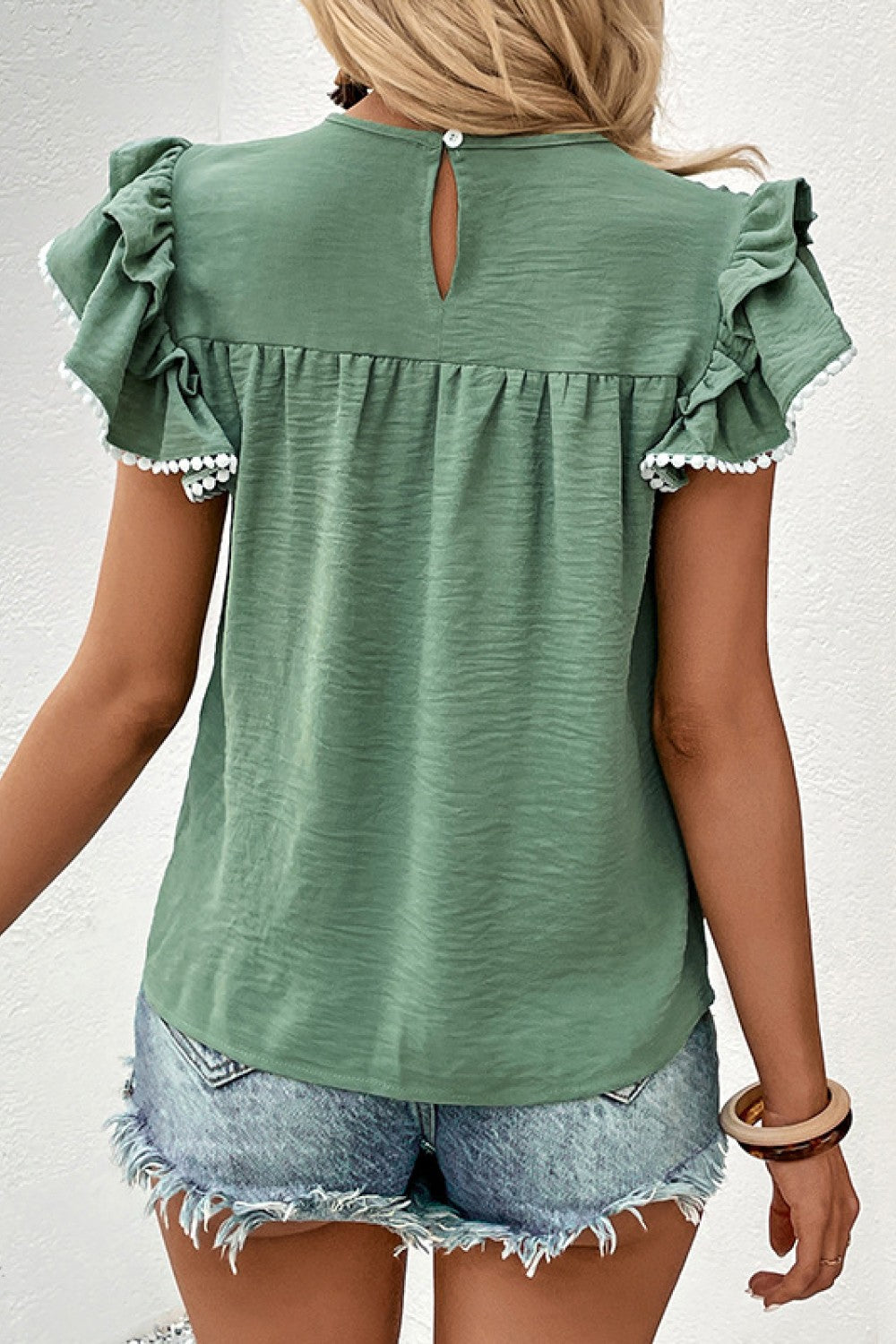 Perfee Pleated Detail Flutter Sleeve Blouse – Trendsi | ClozArt