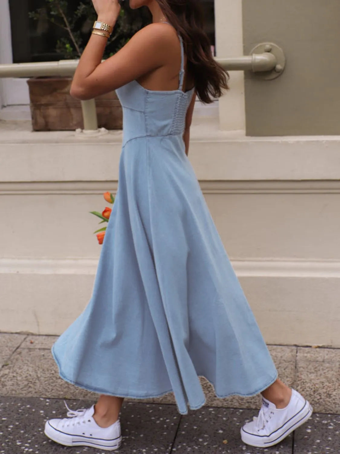 Smocked Sweetheart Neck Midi Cami Dress – Trendsi | ClozArt