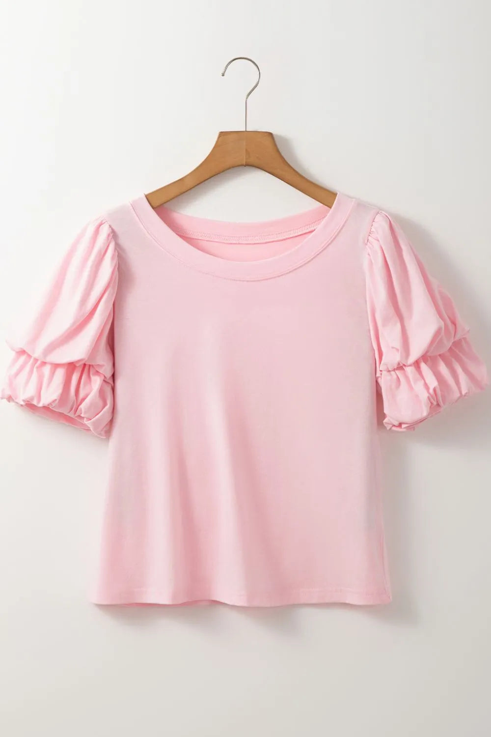 Round Neck Bubble Sleeve Top – Trendsi | ClozArt