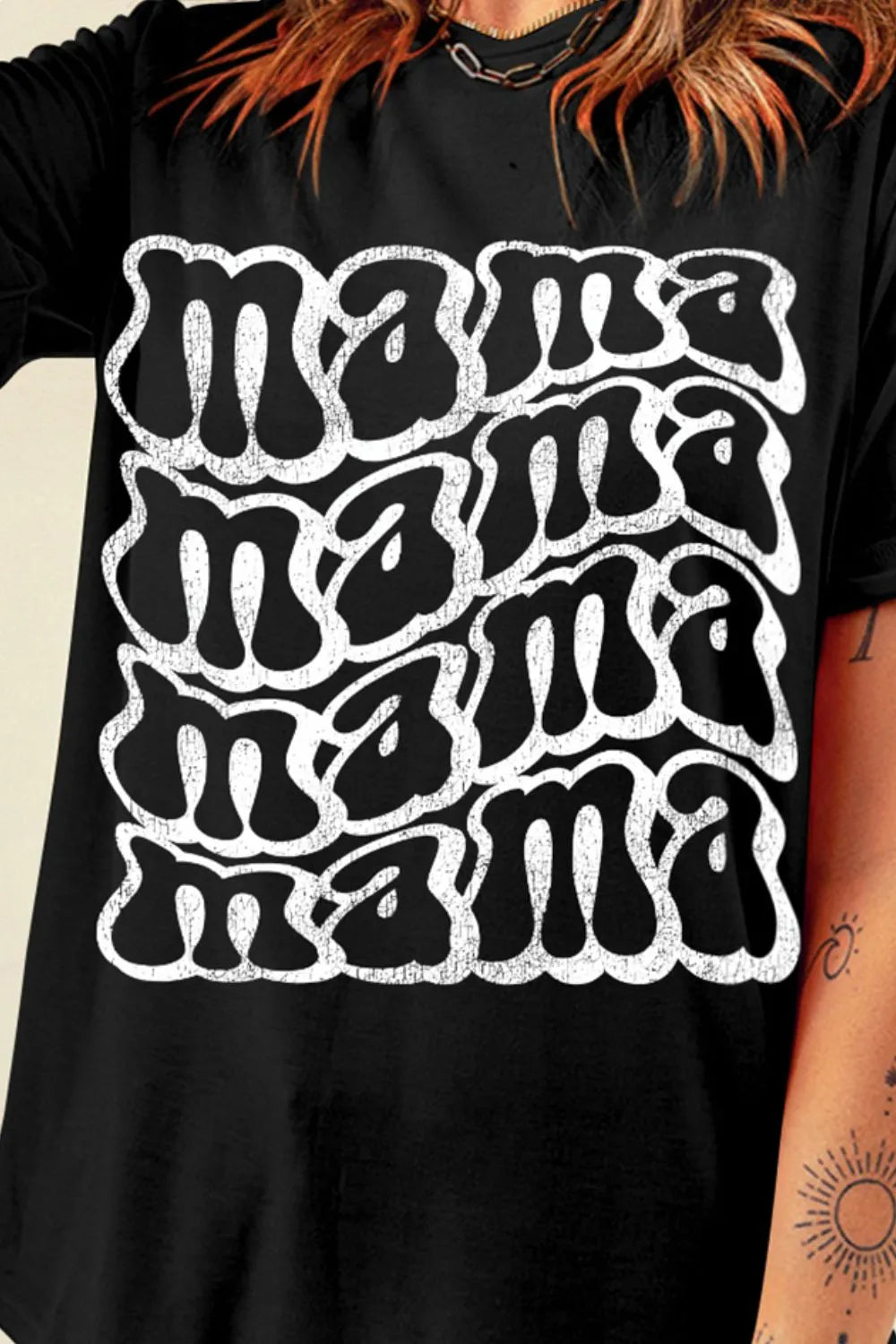 MAMA Round Neck Short Sleeve T-Shirt – Trendsi | ClozArt