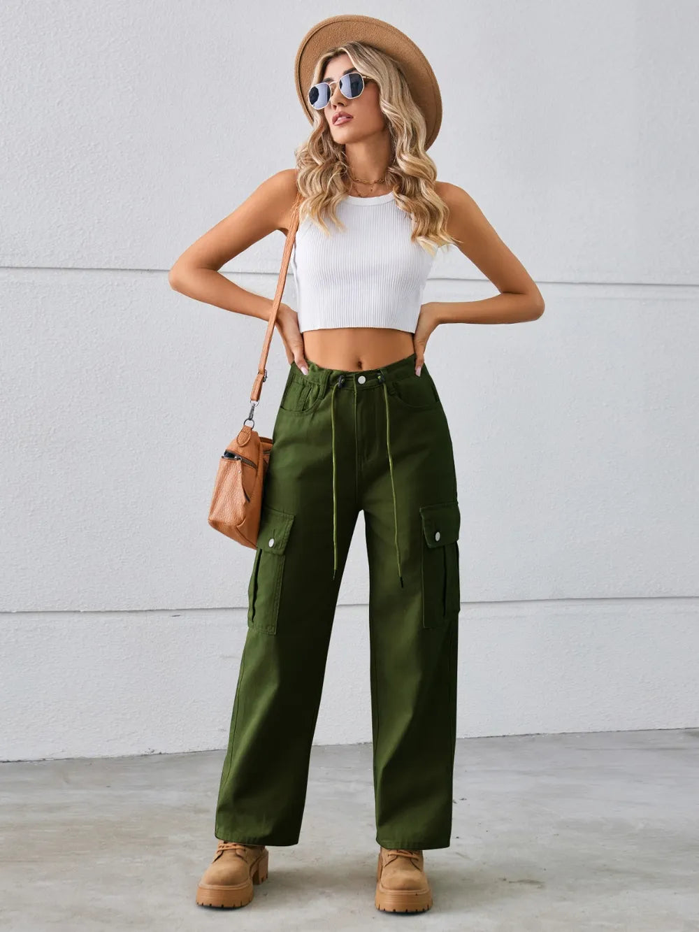 Drawstring Mid-Rise Waist Straight Cargo Jeans – Trendsi | ClozArt