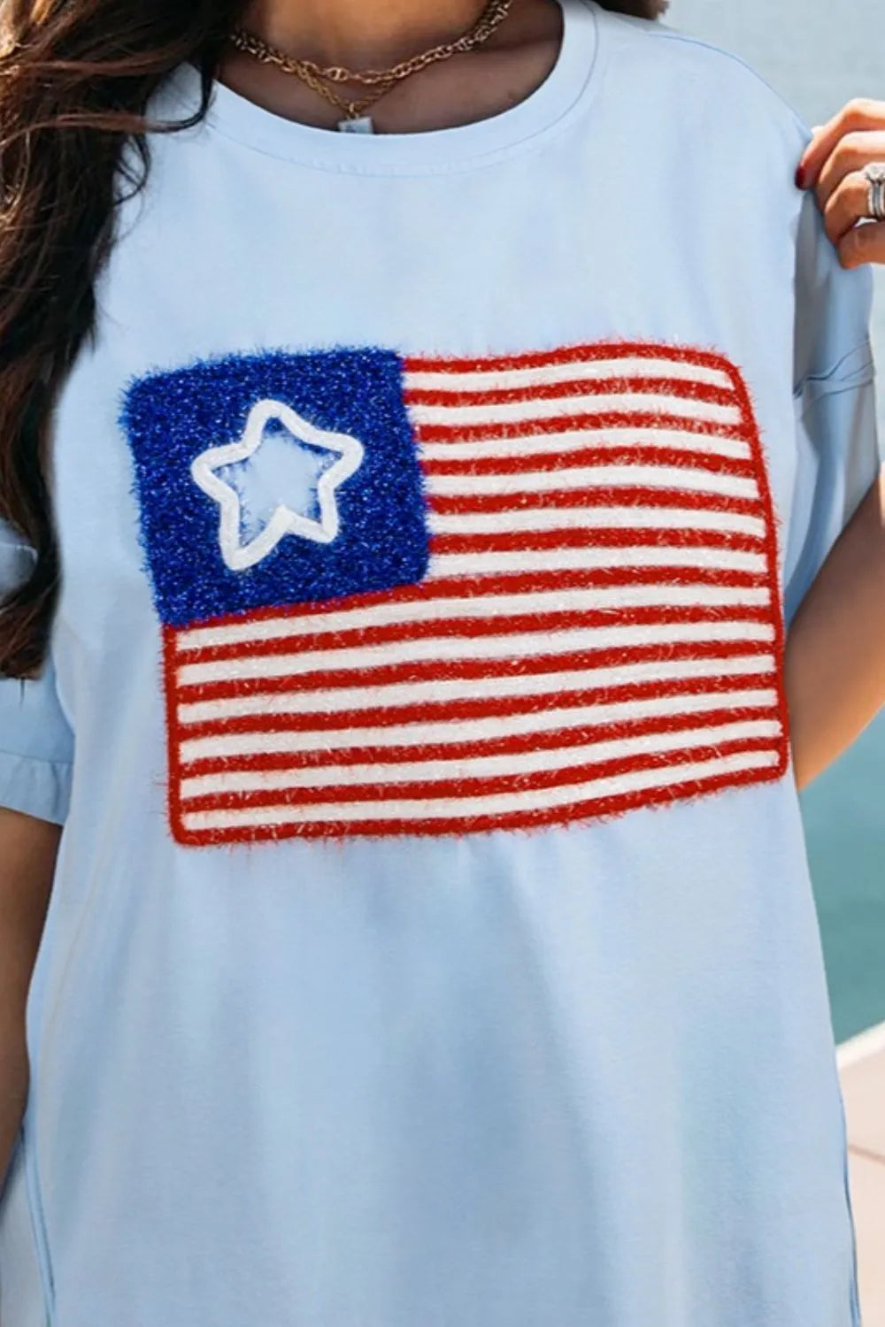 US Flag Round Neck Short Sleeve T-Shirt – Trendsi | ClozArt