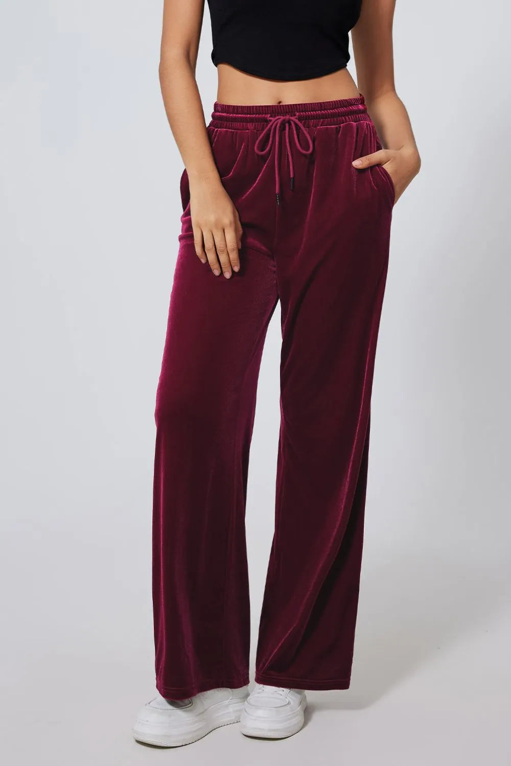 Drawstring Waist Wide Leg Active Pants – Trendsi | ClozArt