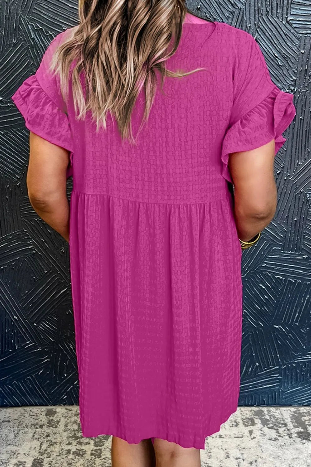 Round Neck Flounce Sleeve Mini Dress – Trendsi | ClozArt