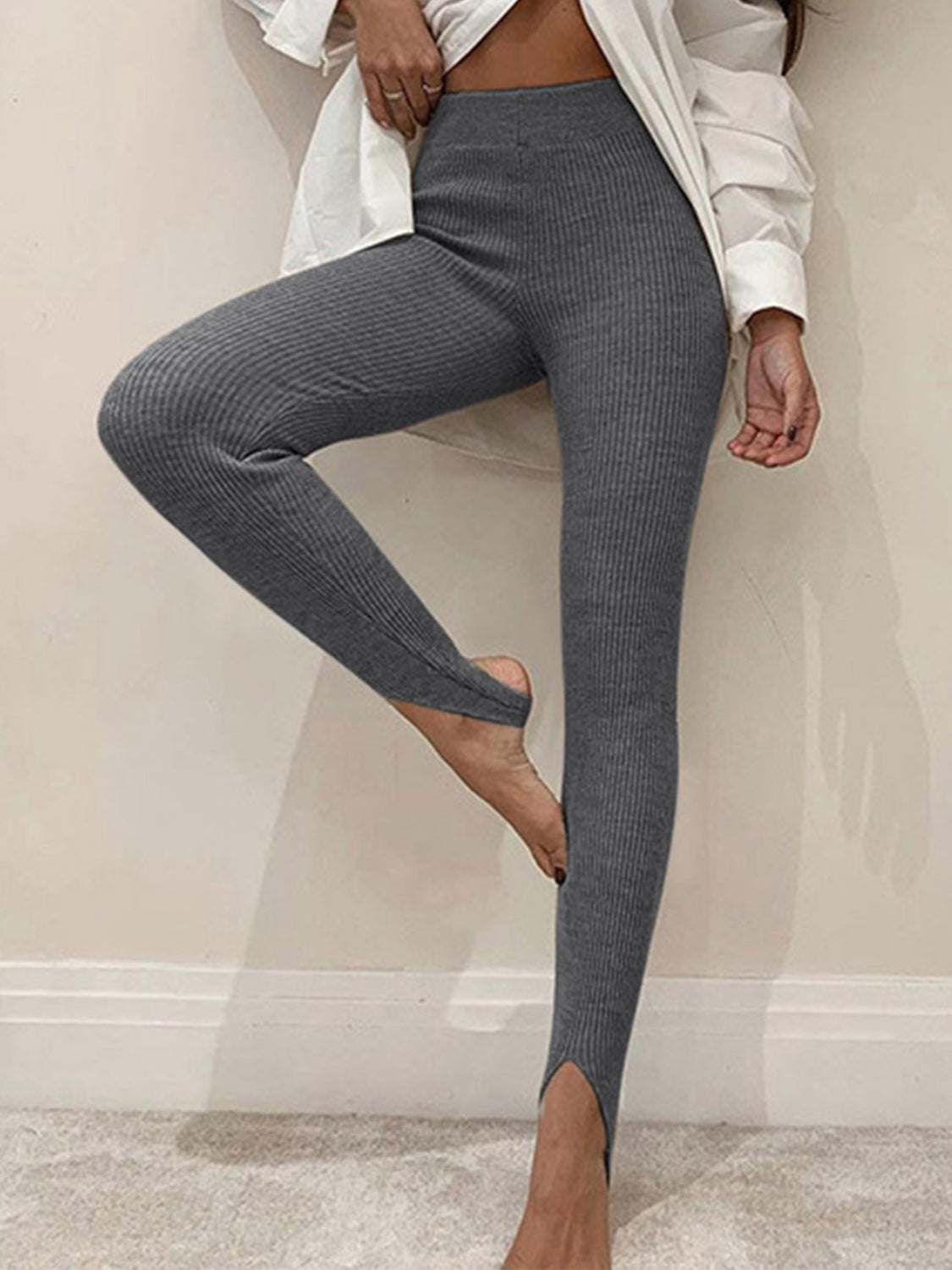 Ribbed Mid Waist Leggings – Trendsi | ClozArt