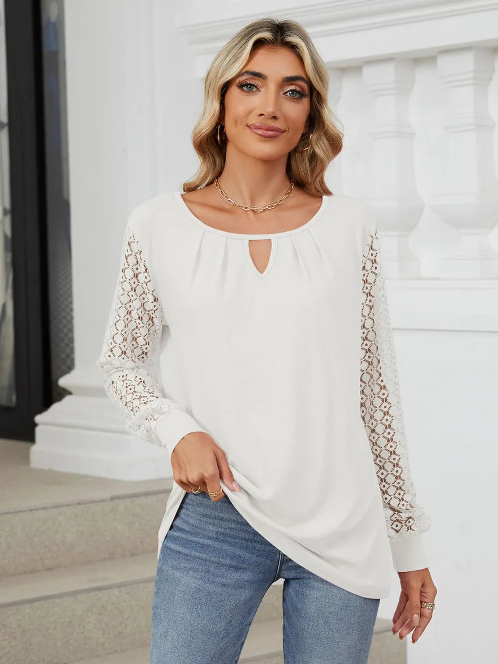 Cutout Round Neck Long Sleeve T-Shirt – Trendsi | ClozArt