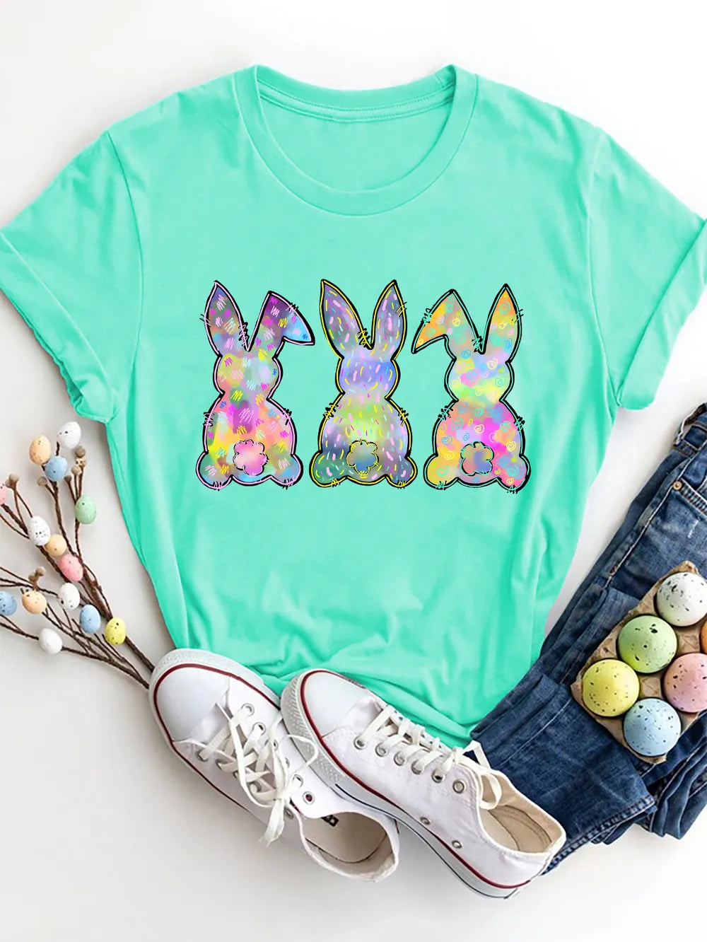 Rabbit Round Neck Short Sleeve T-Shirt – Trendsi | ClozArt