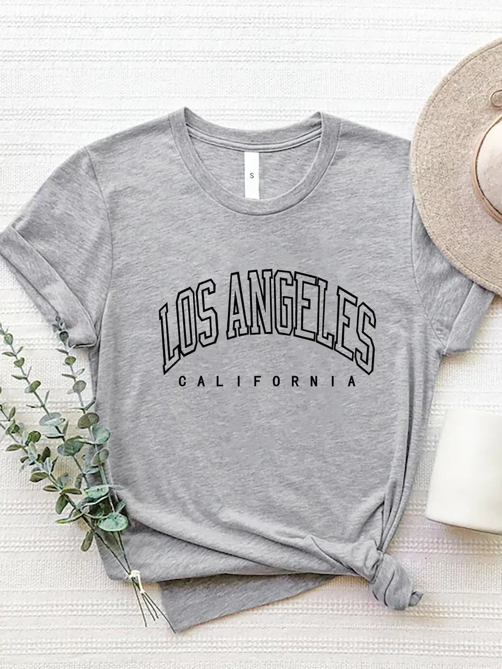 LOS ANGELES CALIFORNIA Round Neck T-Shirt – Trendsi | ClozArt