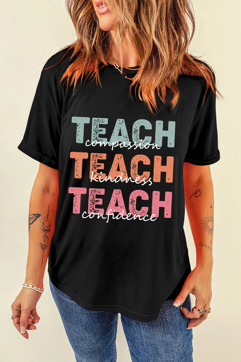 Letter Graphic Round Neck Short Sleeve T-Shirt – Trendsi | ClozArt