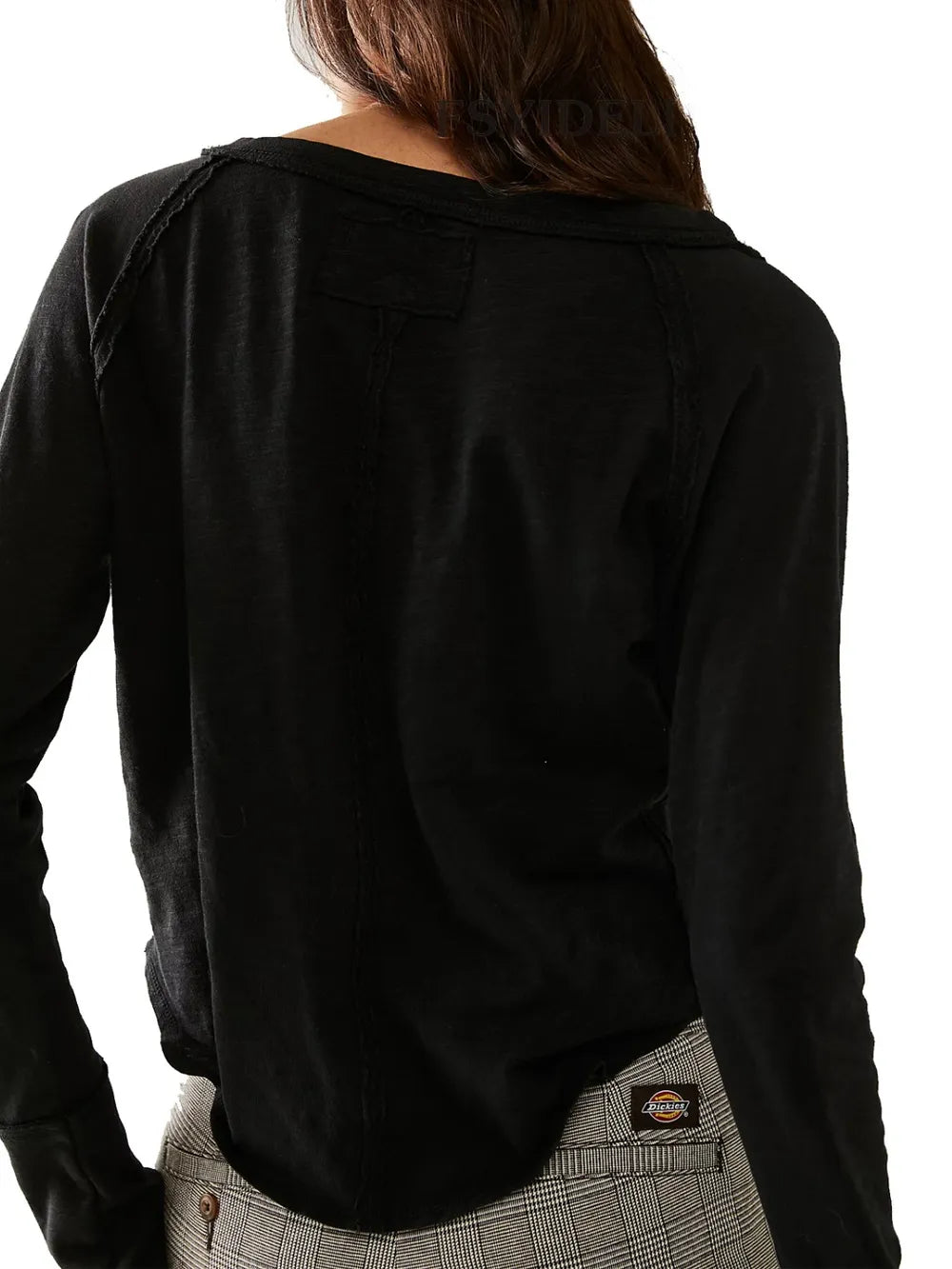 Exposed Seam Notched Long Sleeve T-Shirt – Trendsi | ClozArt