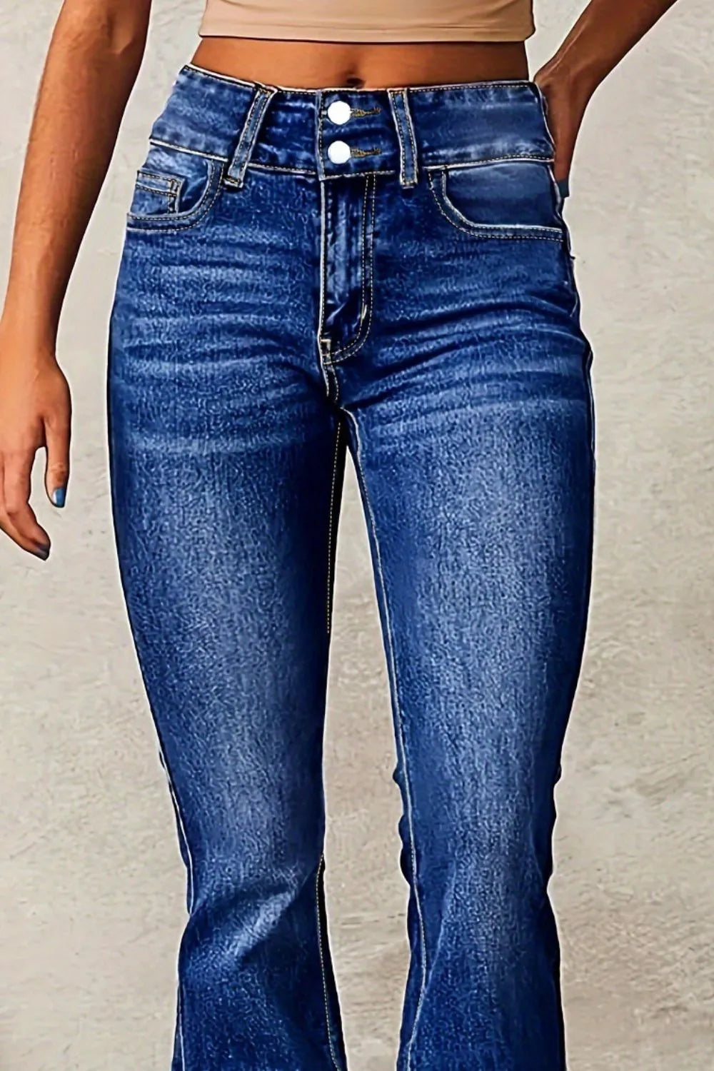 Cat Whisker Washed Bootcut Jeans – Trendsi | ClozArt