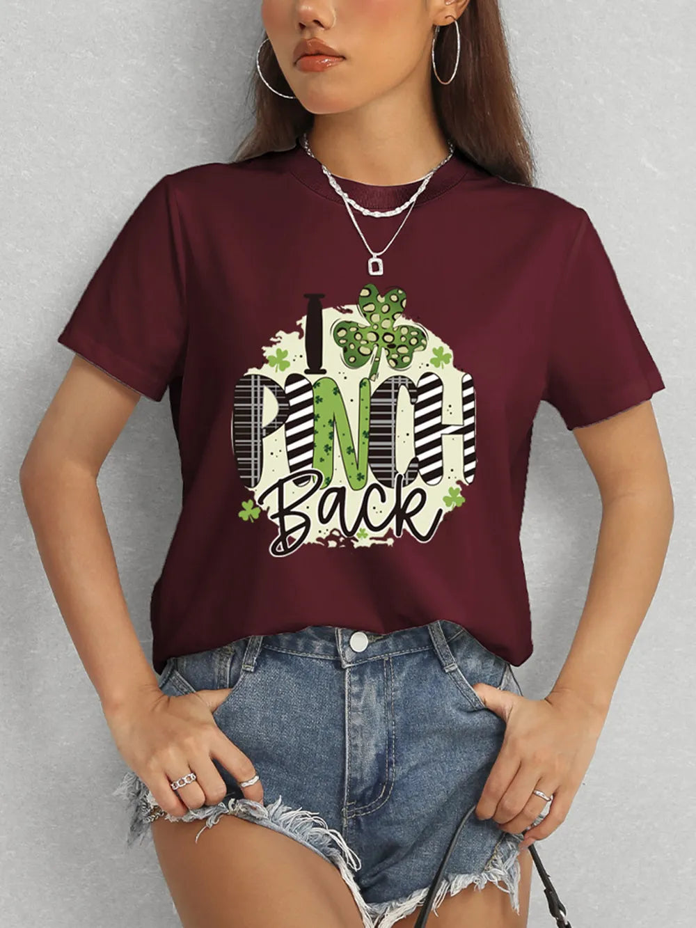 I PINCH BACK Round Neck Short Sleeve T-Shirt – Trendsi | ClozArt
