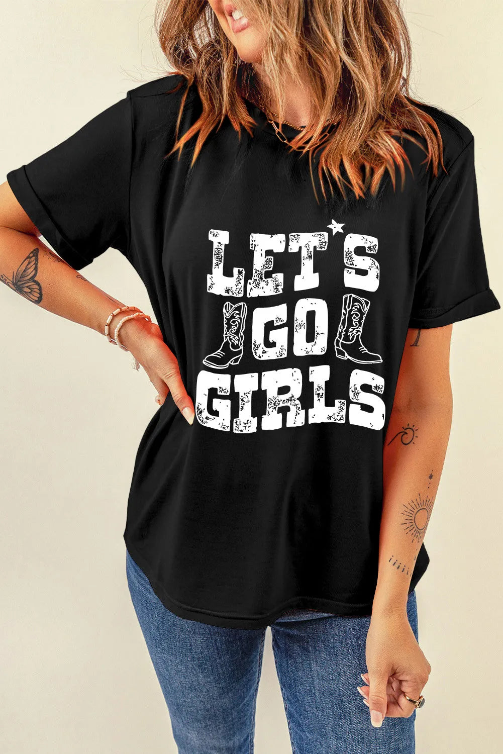Letter Graphic Round Neck Short Sleeve T-Shirt – Trendsi | ClozArt