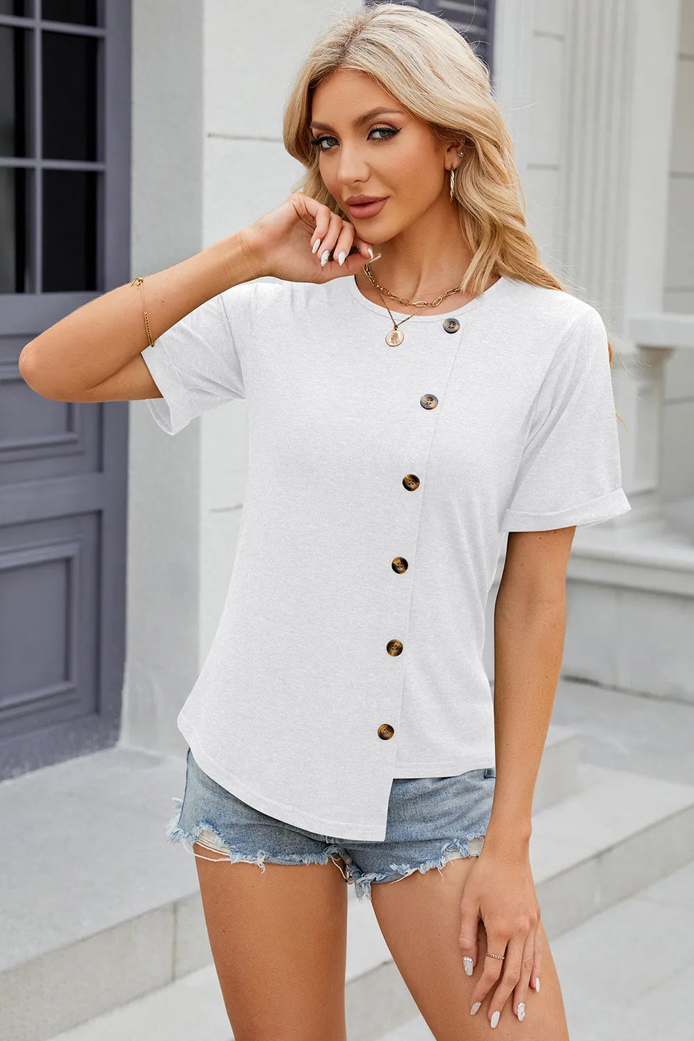 Round Neck Short Sleeve T-Shirt – Trendsi | ClozArt