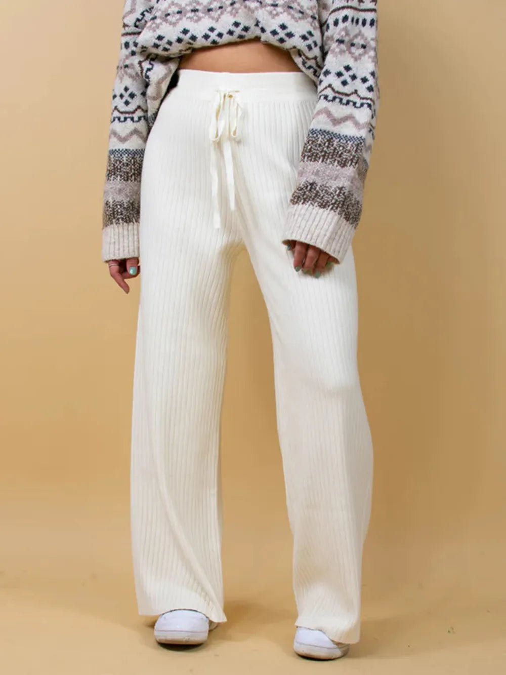 Ribbed Wide Leg Sweater Pants – Trendsi | ClozArt