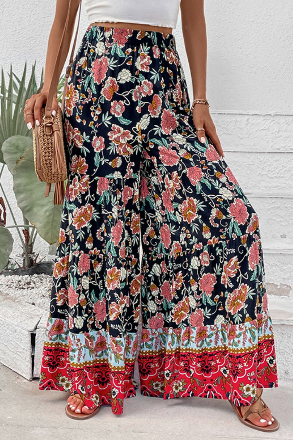 Perfee Floral High Waist Palazzo Pants – Trendsi | ClozArt