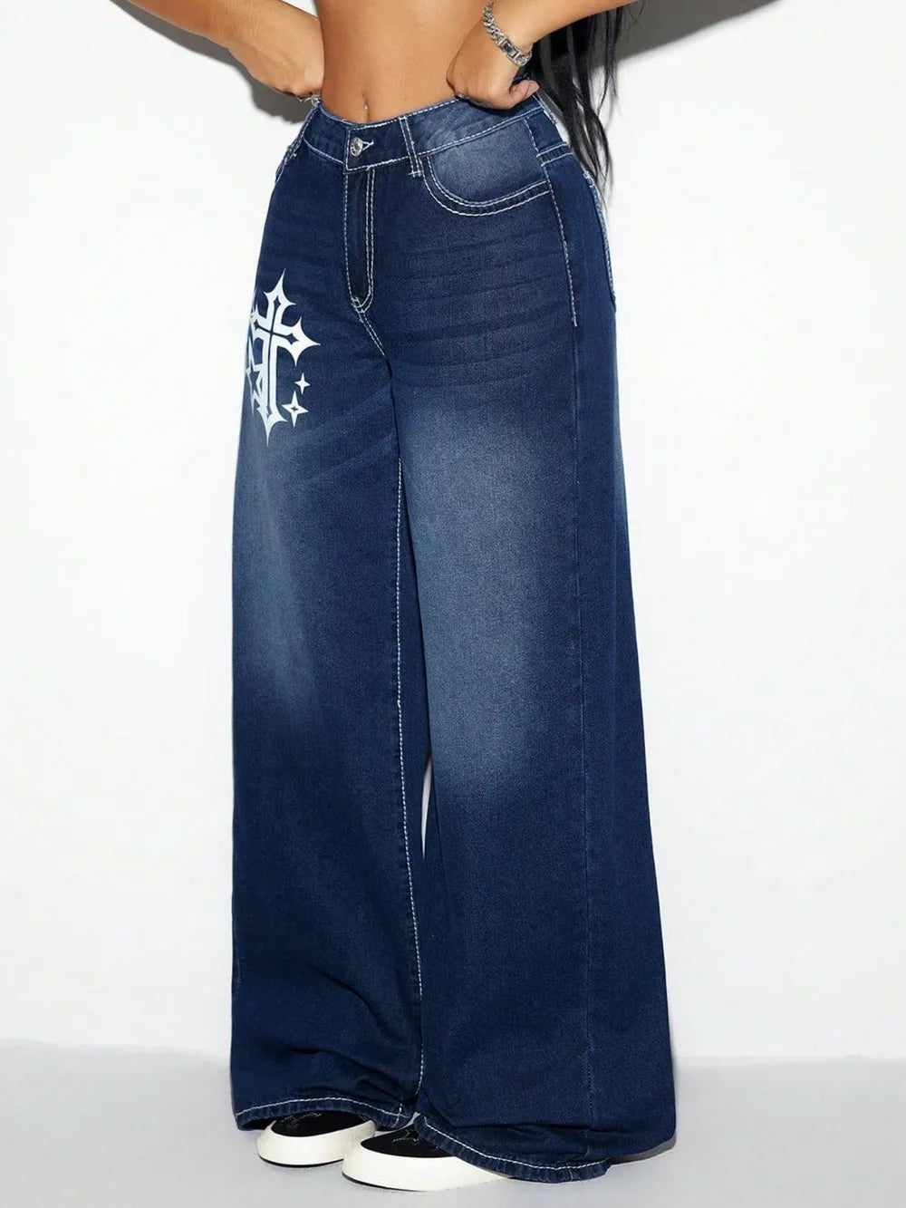 Cross Wide Leg Jeans – Trendsi | ClozArt