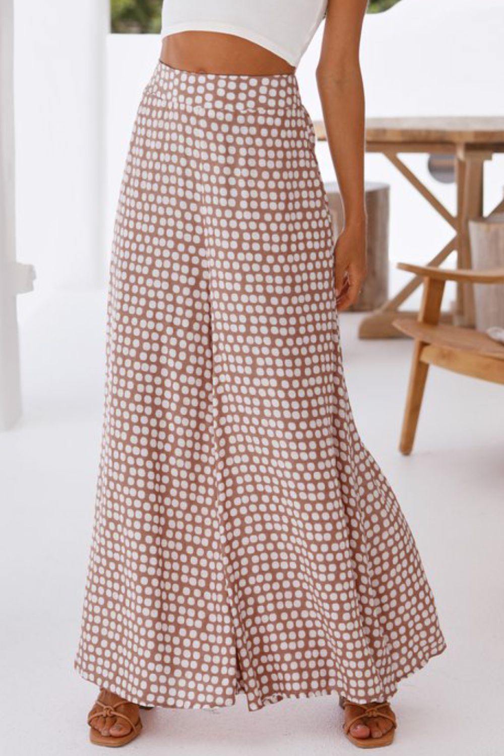 Polka Dot High Waist Wide Leg Pants with Pockets – Trendsi | ClozArt