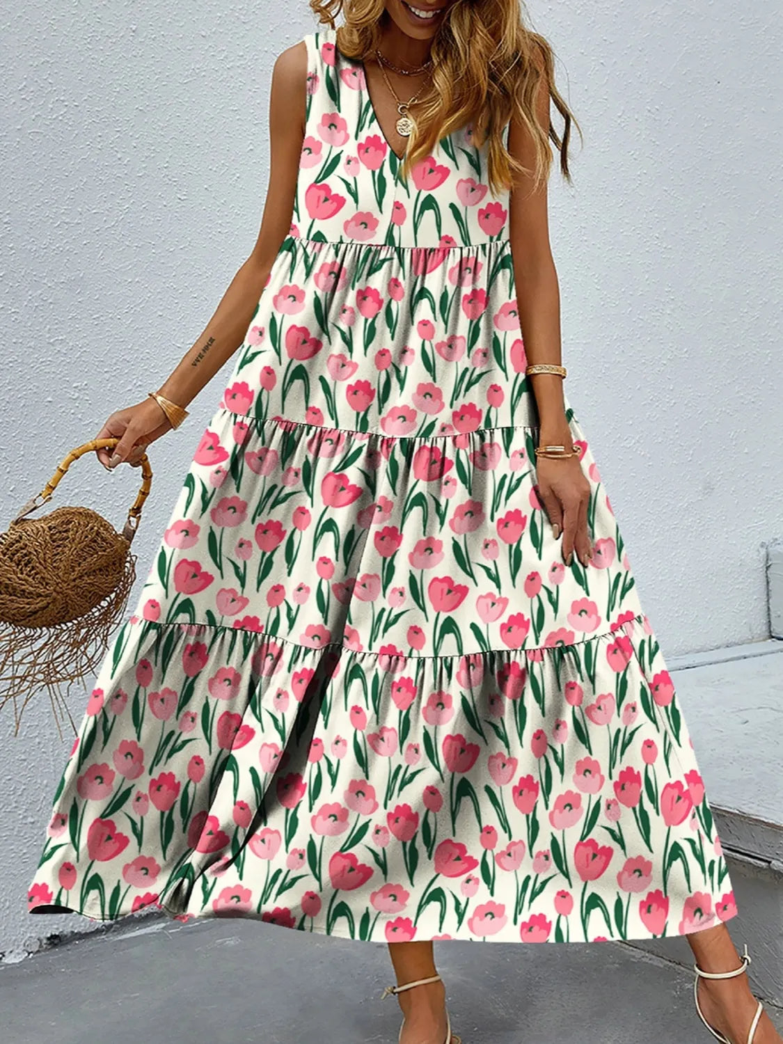 Floral Tiered Maxi Tank Dress – Trendsi | ClozArt