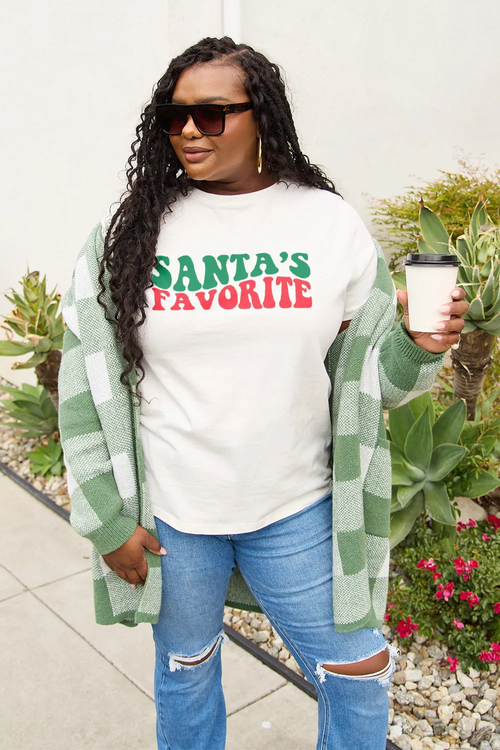 Simply Love Full Size SANTA'S FAVORITE Round Neck T-Shirt – Trendsi | ClozArt