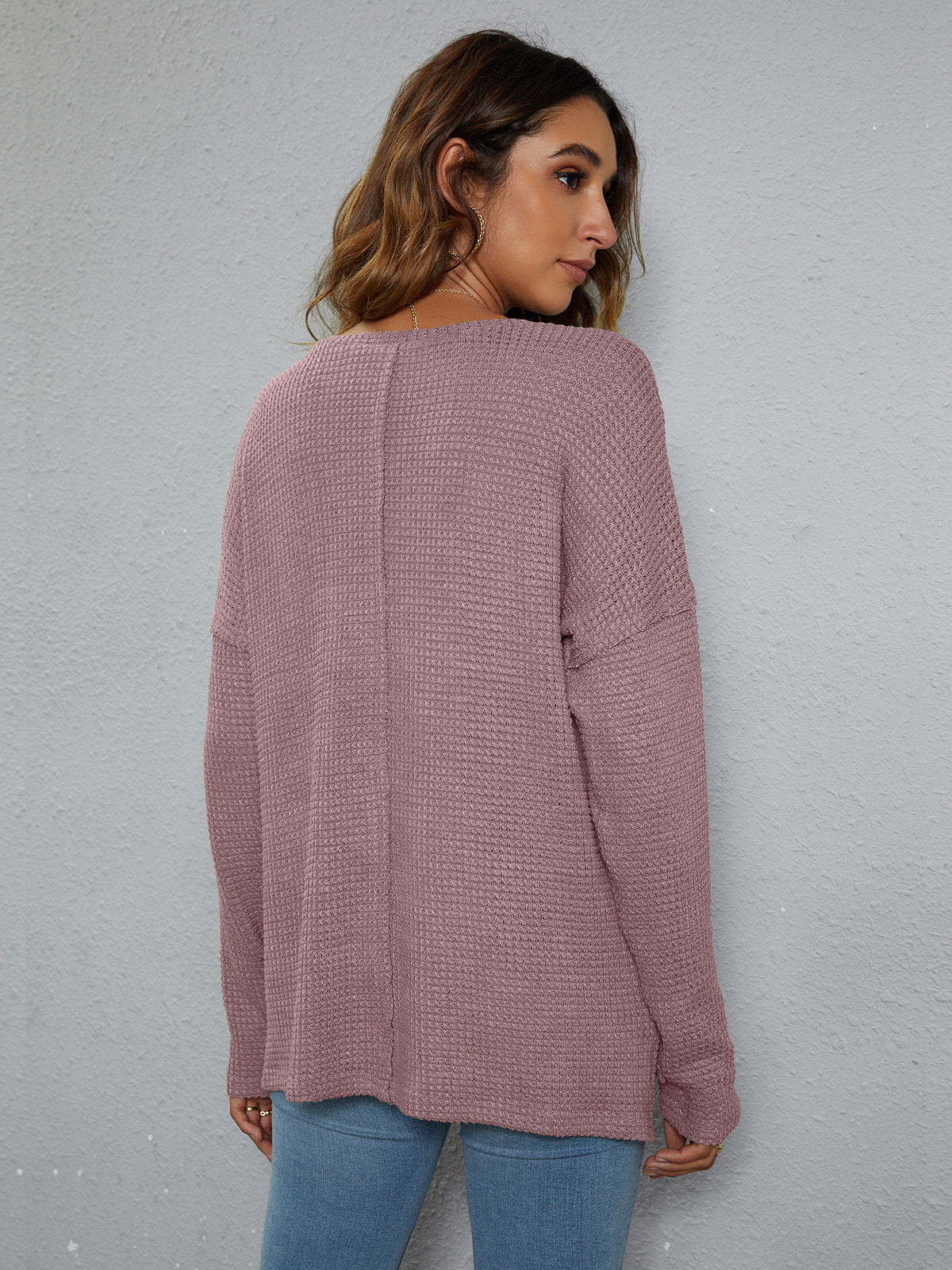 Dropped Shoulder High-Low Waffle-Knit Top – Trendsi | ClozArt