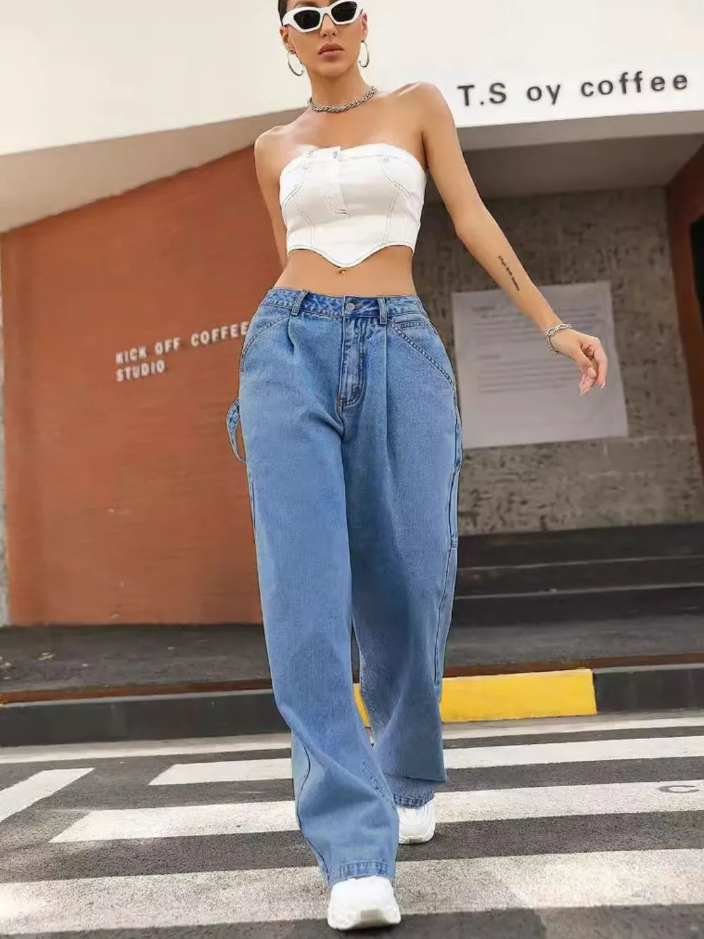 Wide Leg Jeans with Pockets – Trendsi | ClozArt