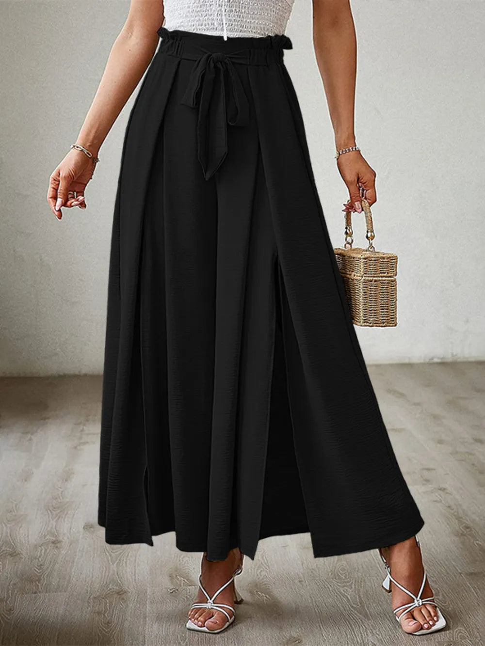 Tied Slit Wide Leg Pants – Trendsi | ClozArt