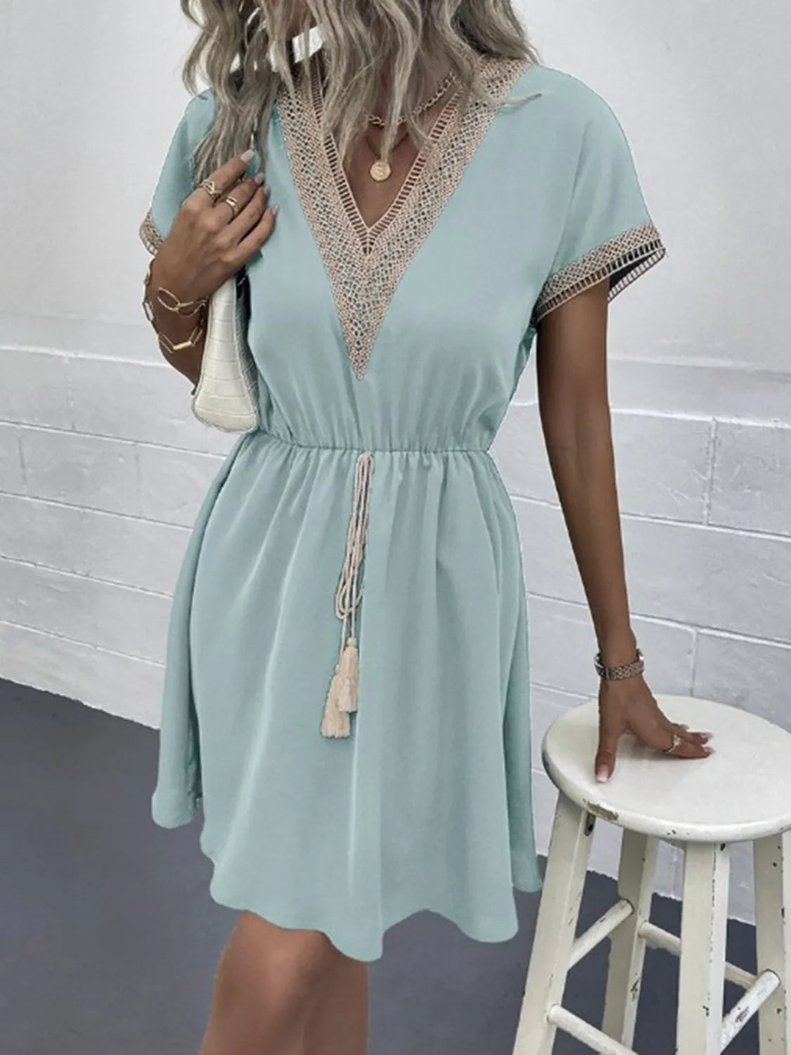 Full Size V-Neck Short Sleeve Dress Plus Size – Trendsi | ClozArt