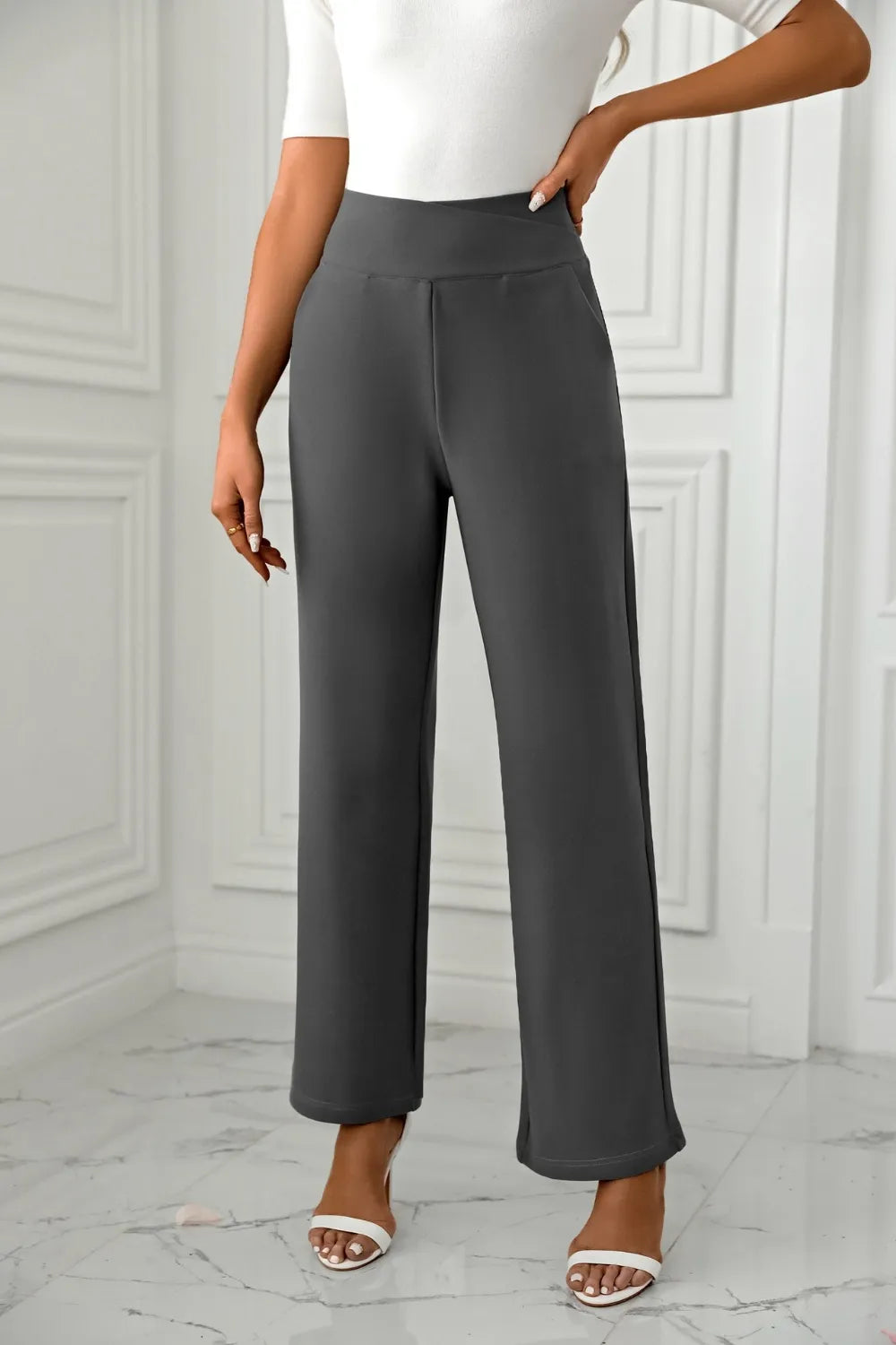 High Waist Straight Leg Pants – Trendsi | ClozArt