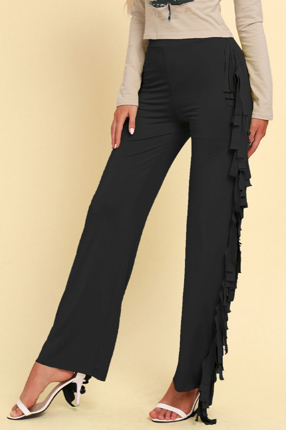 Fringe Trim Wide Leg Pants – Trendsi | ClozArt