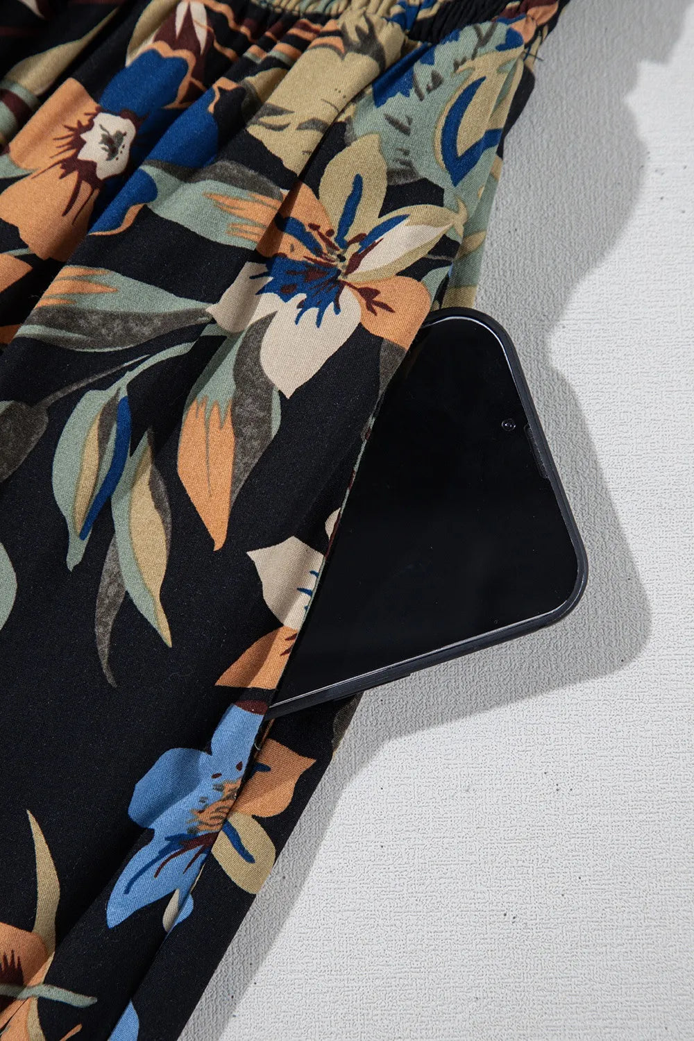 Floral Shirred High Waist Wide Leg Pants with Tie – Trendsi | ClozArt