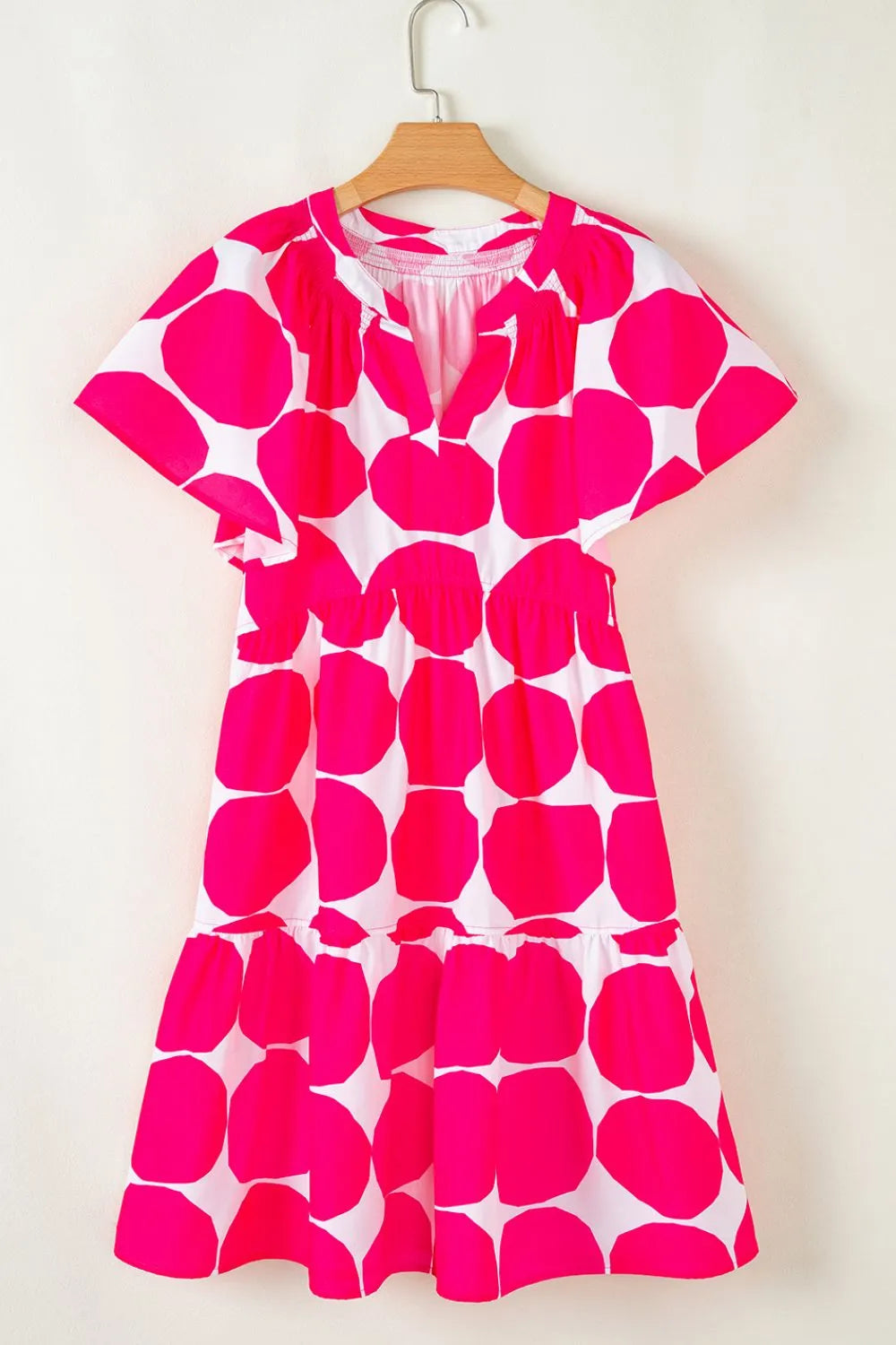 Contrast Notched Flutter Sleeve Dress – Trendsi | ClozArt