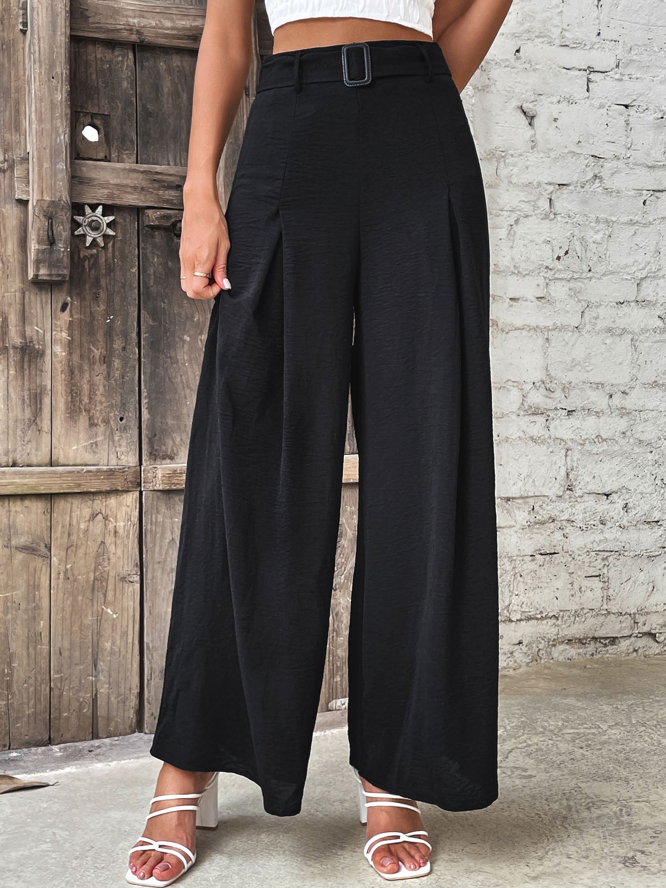 Perfee Ruched High Waist Wide Leg Pants – Trendsi | ClozArt