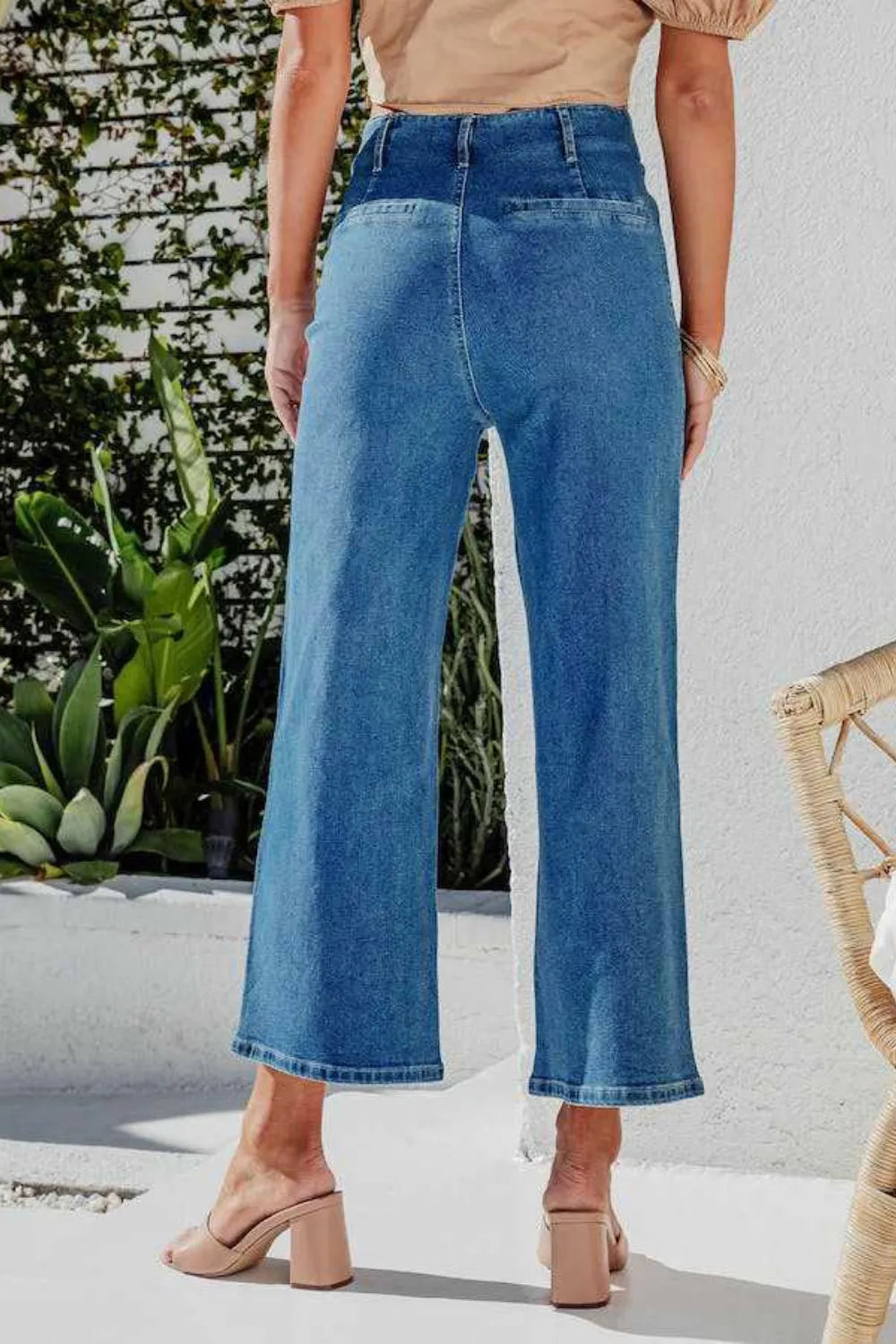 Button Fly Cropped Wide Leg Jeans – Trendsi | ClozArt