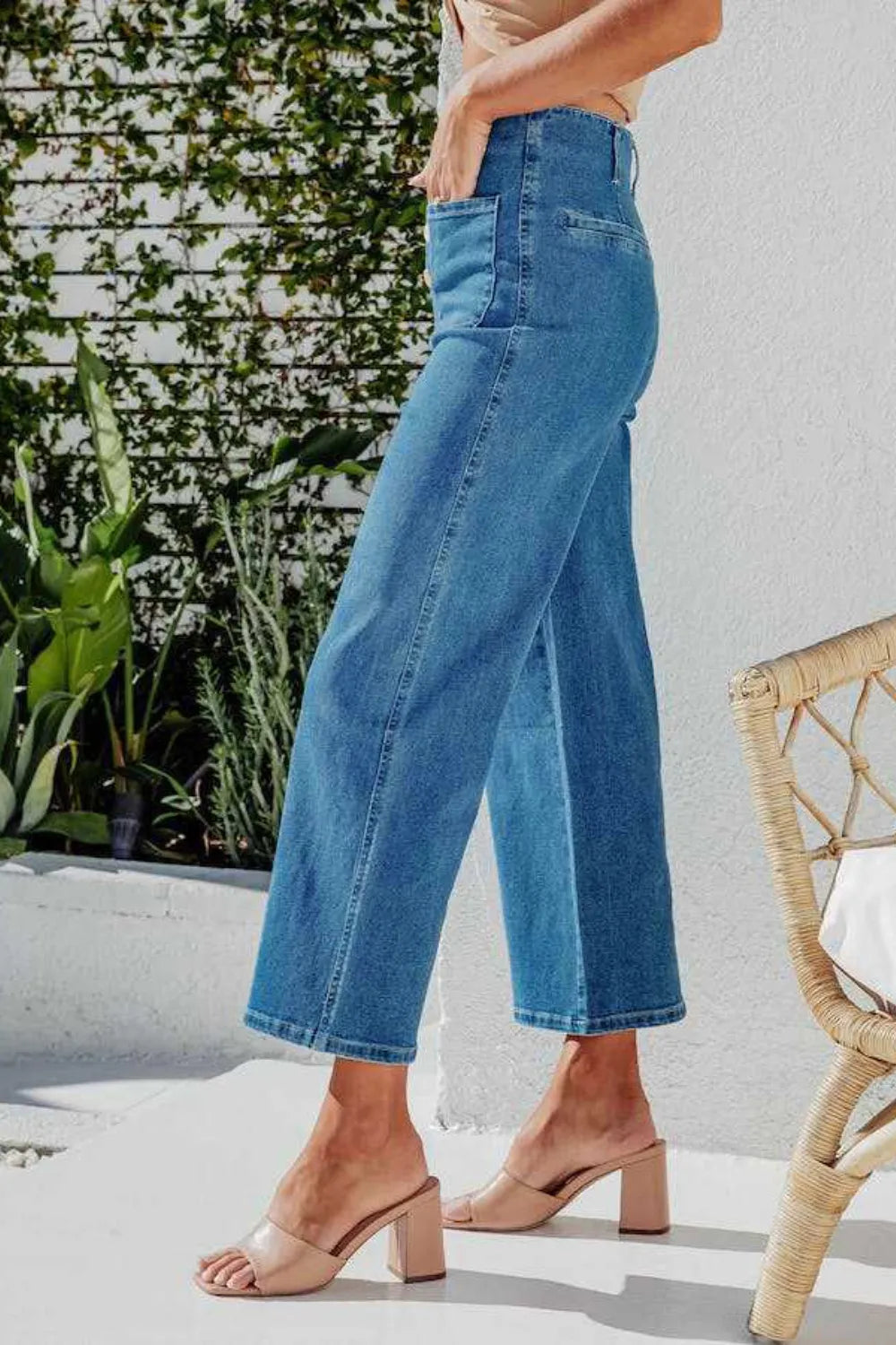 Button Fly Cropped Wide Leg Jeans – Trendsi | ClozArt