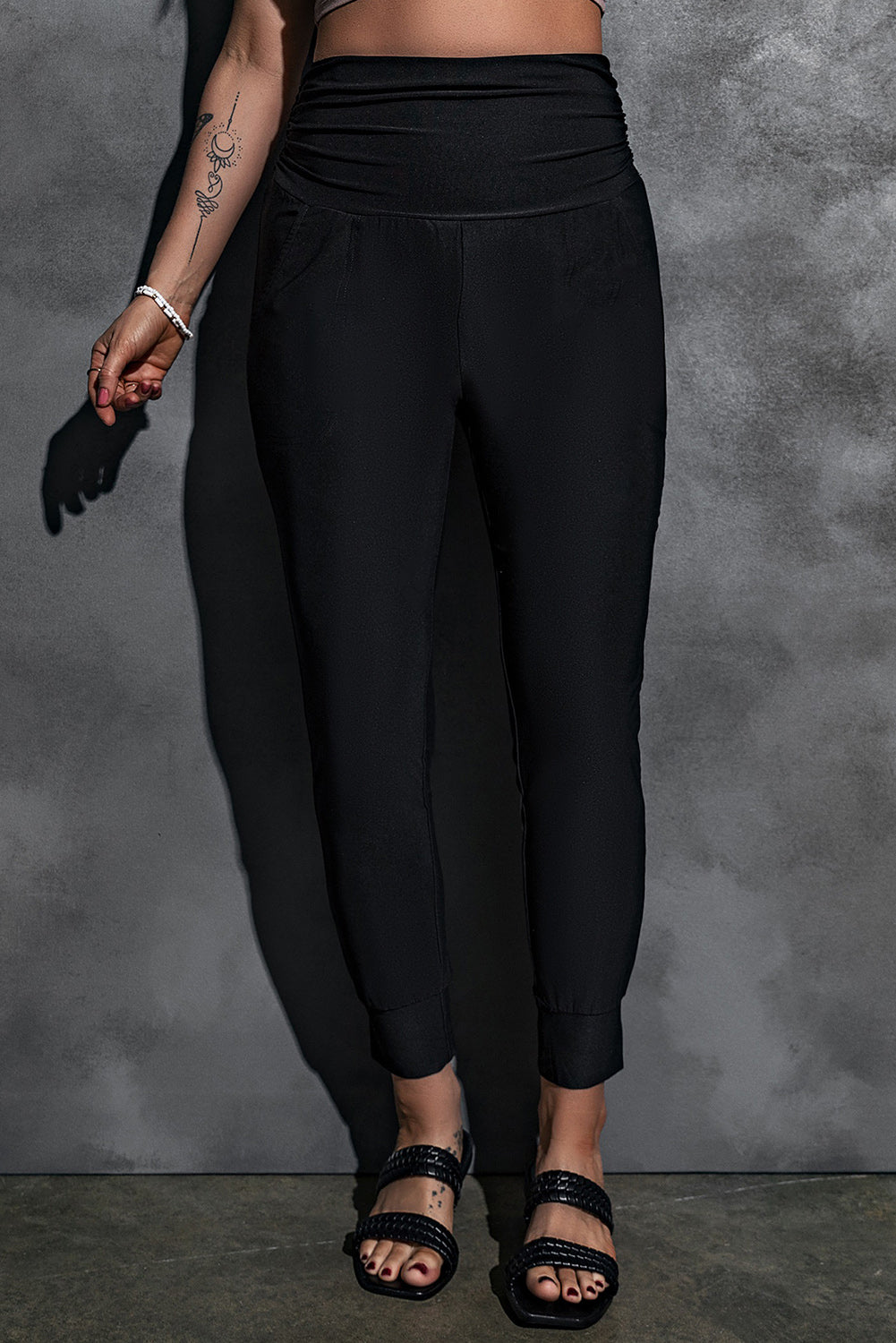 High-Rise Wide Waistband Joggers – Trendsi | ClozArt