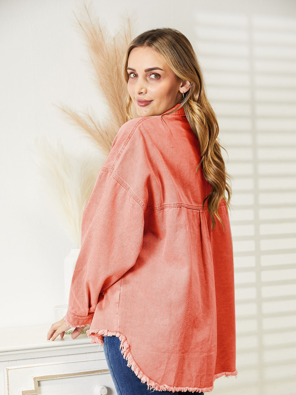 Distressed Raw Hem Denim Jacket – Trendsi | ClozArt