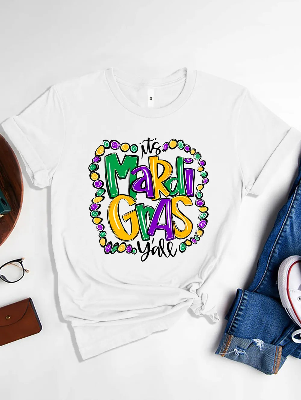 IT'S MARDI GRAS Y'ALL Round Neck T-Shirt – Trendsi | ClozArt