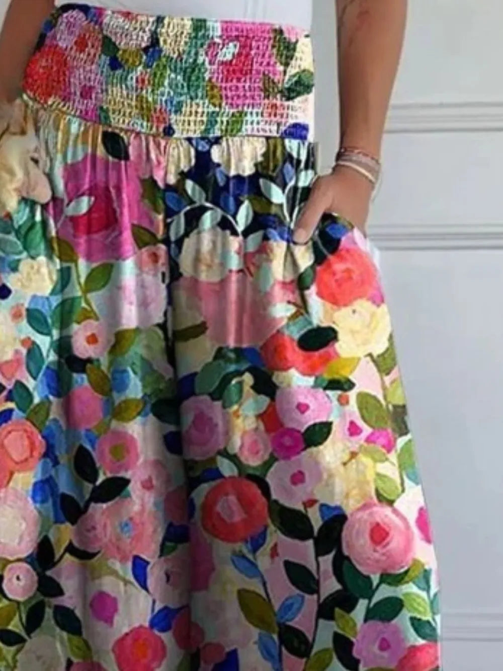 Full Size Smocked Wide Leg Pants with Pockets – Trendsi | ClozArt